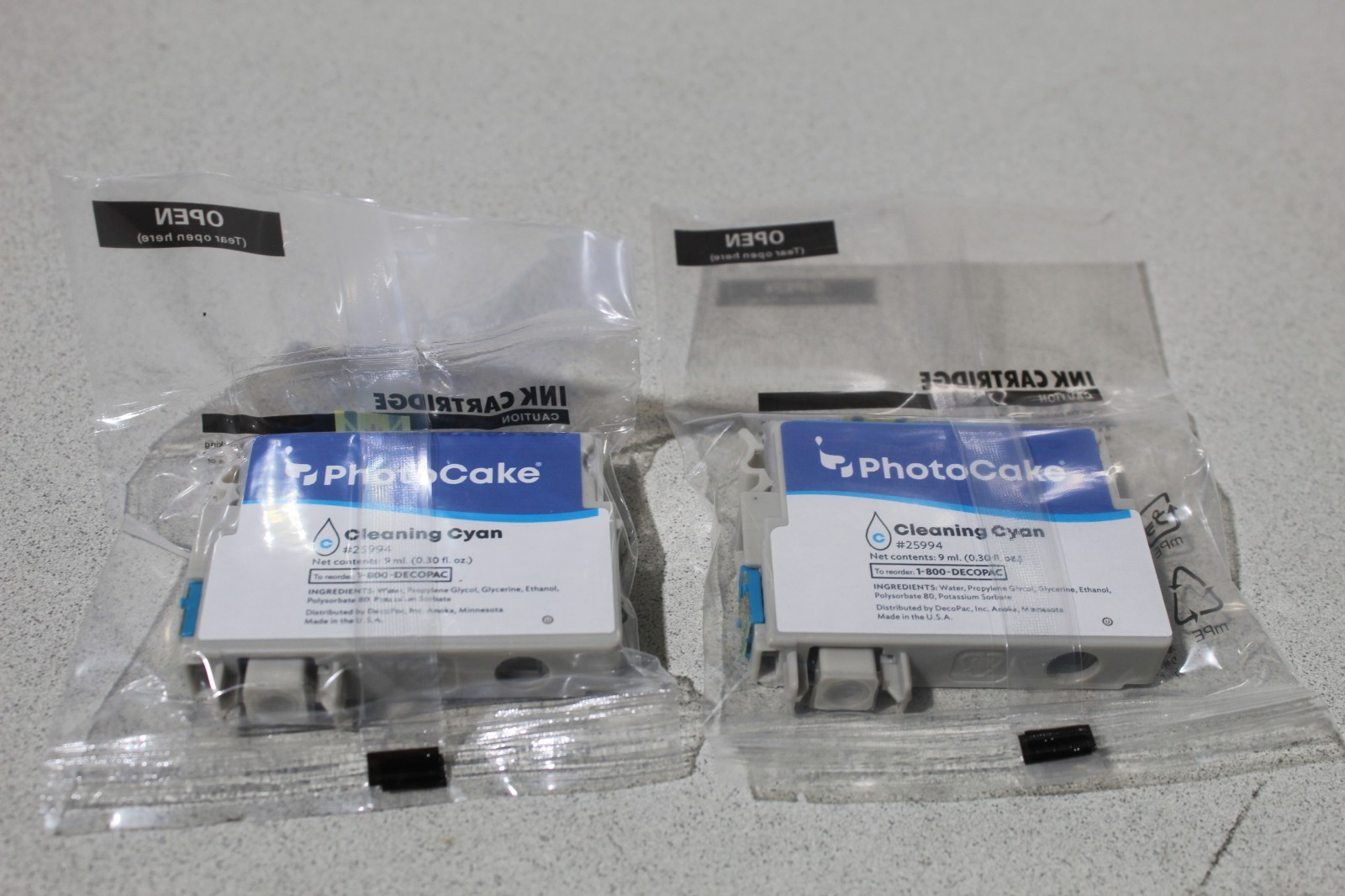 Photo Cake ink Cleaning Cartridges Cyan / Magenta / Yellow/ Black 8 in lot