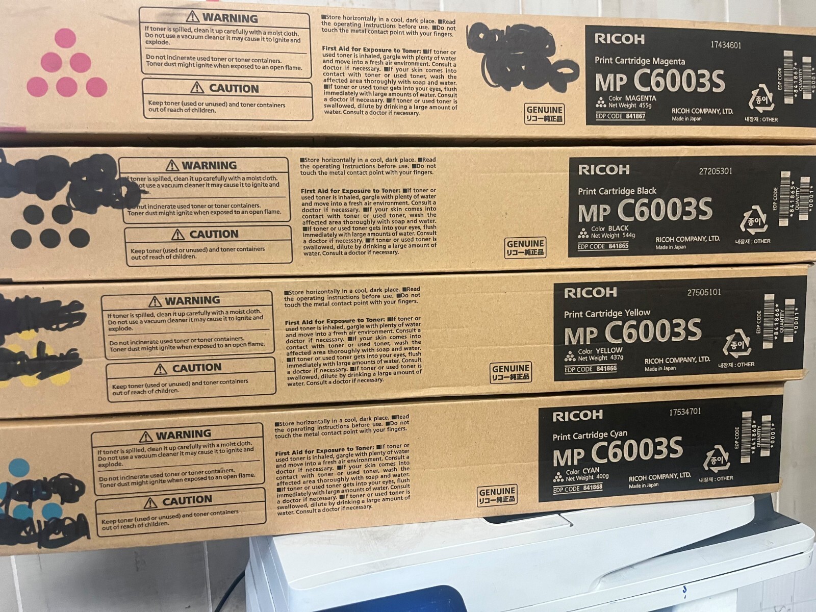 Set – RICOH MP C6003S Toner 841865 841866 841867 841868 K/M/C/Y C6003