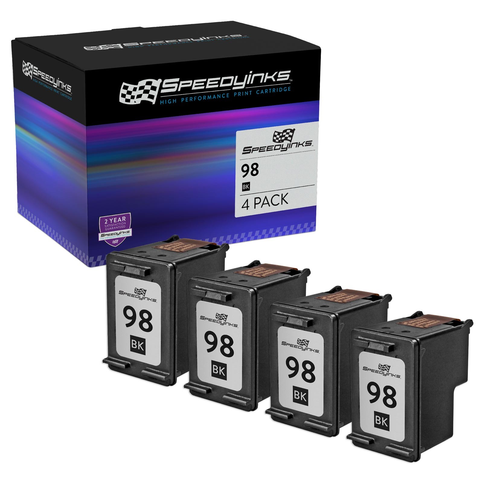 4 Pack Reman for Hewlett Packard HP 98 / C9364WN Vivera Black Ink Cartridge