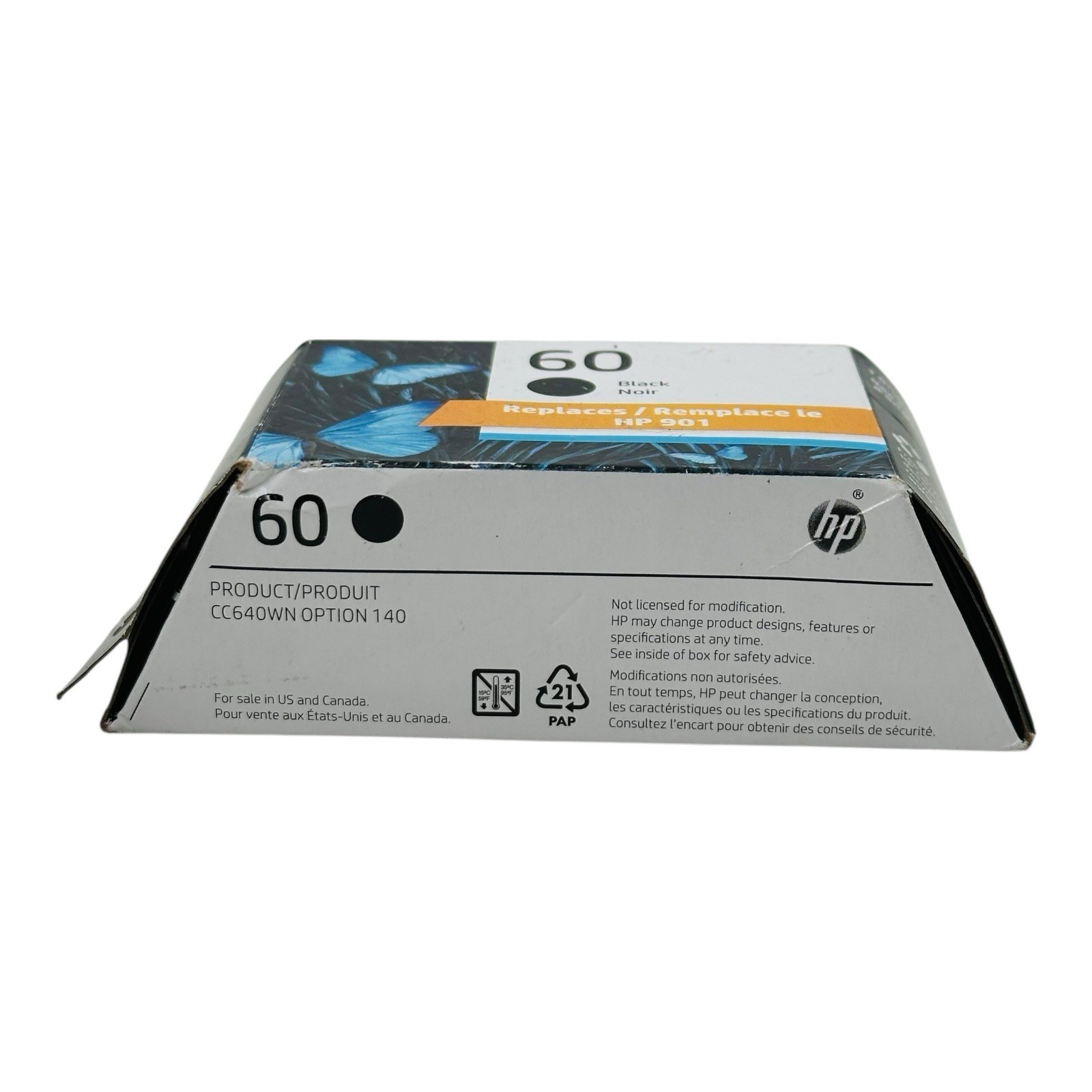 Genuine HP 60 Black Ink Cartridge CC640WN EXP 2026 Sealed Box