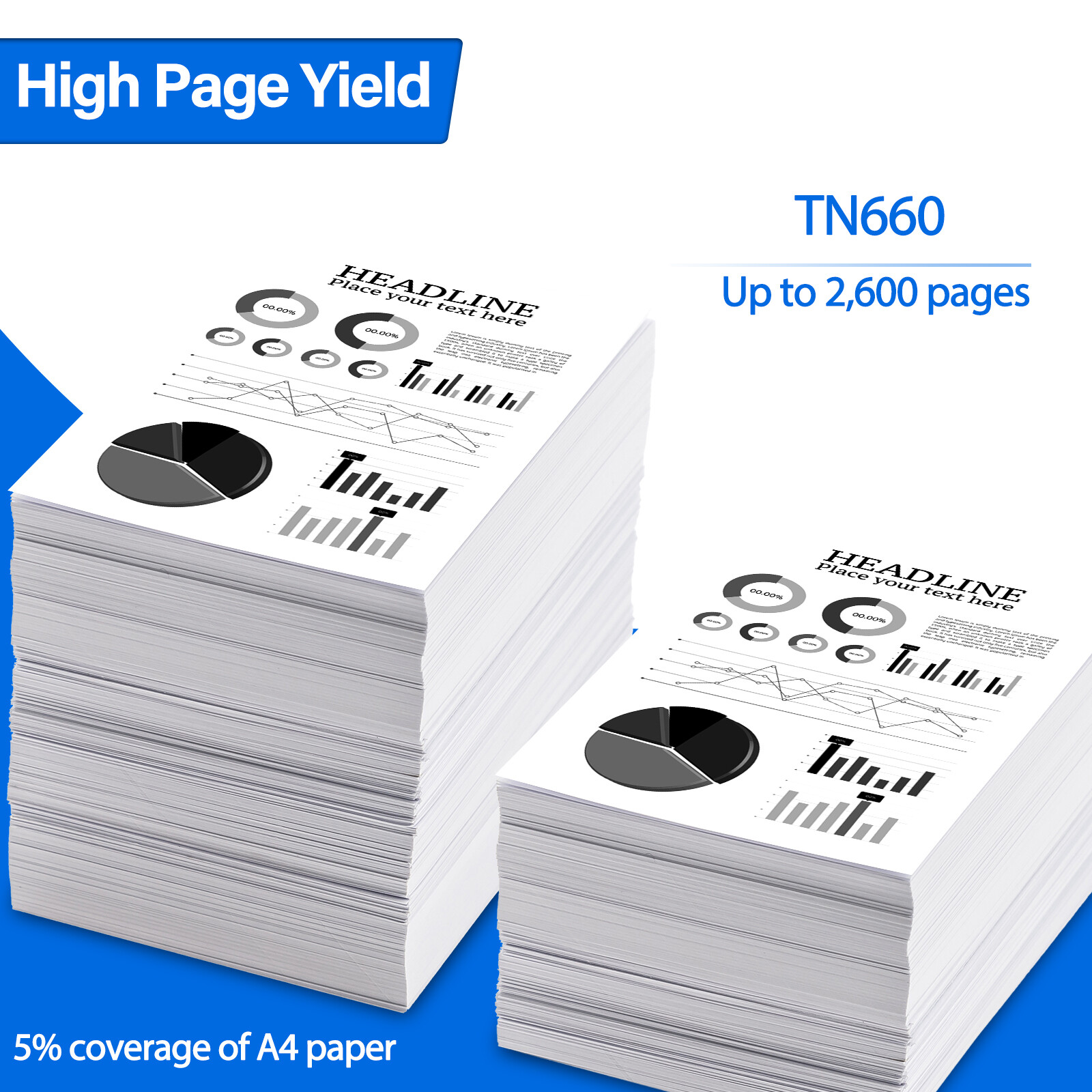 2PK TN660 TN630 Toner Cartridge for Brother HL-L2300D L2320D L2340DW Printer