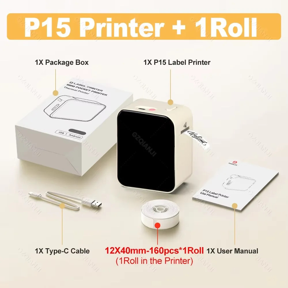 Mini Bluetooth 20ppm 15mm Thermal Paper Thermal Label Printer