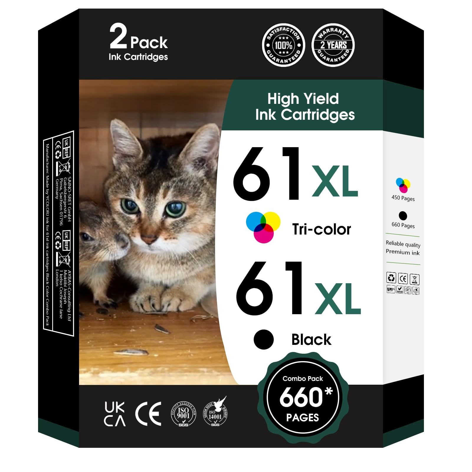 61XL 61 XL Ink Cartridges High Yield Replacement for HP Ink 61 61 XL 61XL for