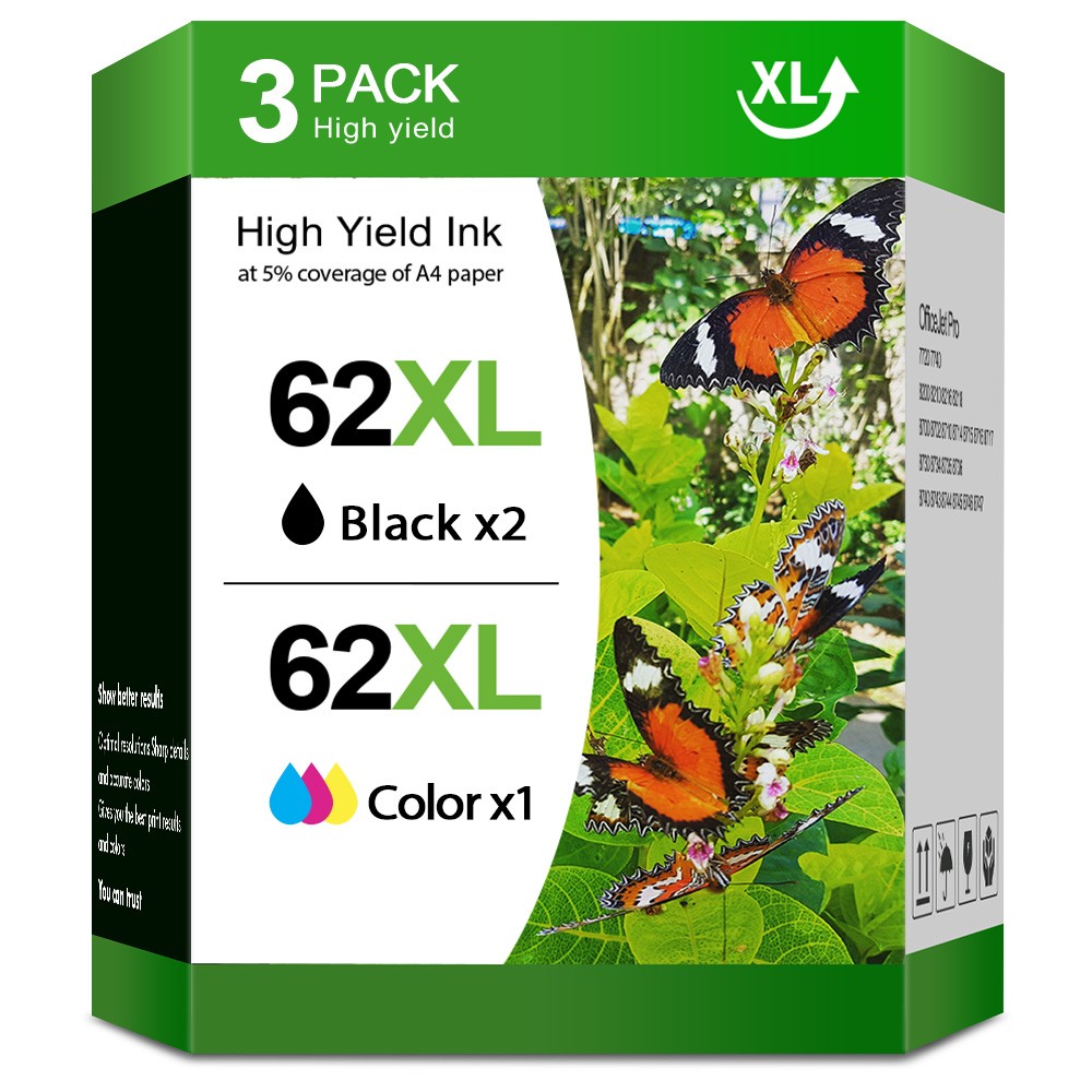 Black /Tri-color Ink Cartridge For HP 62 62XL ENVY 5660 7640 7645 Officejet 5740