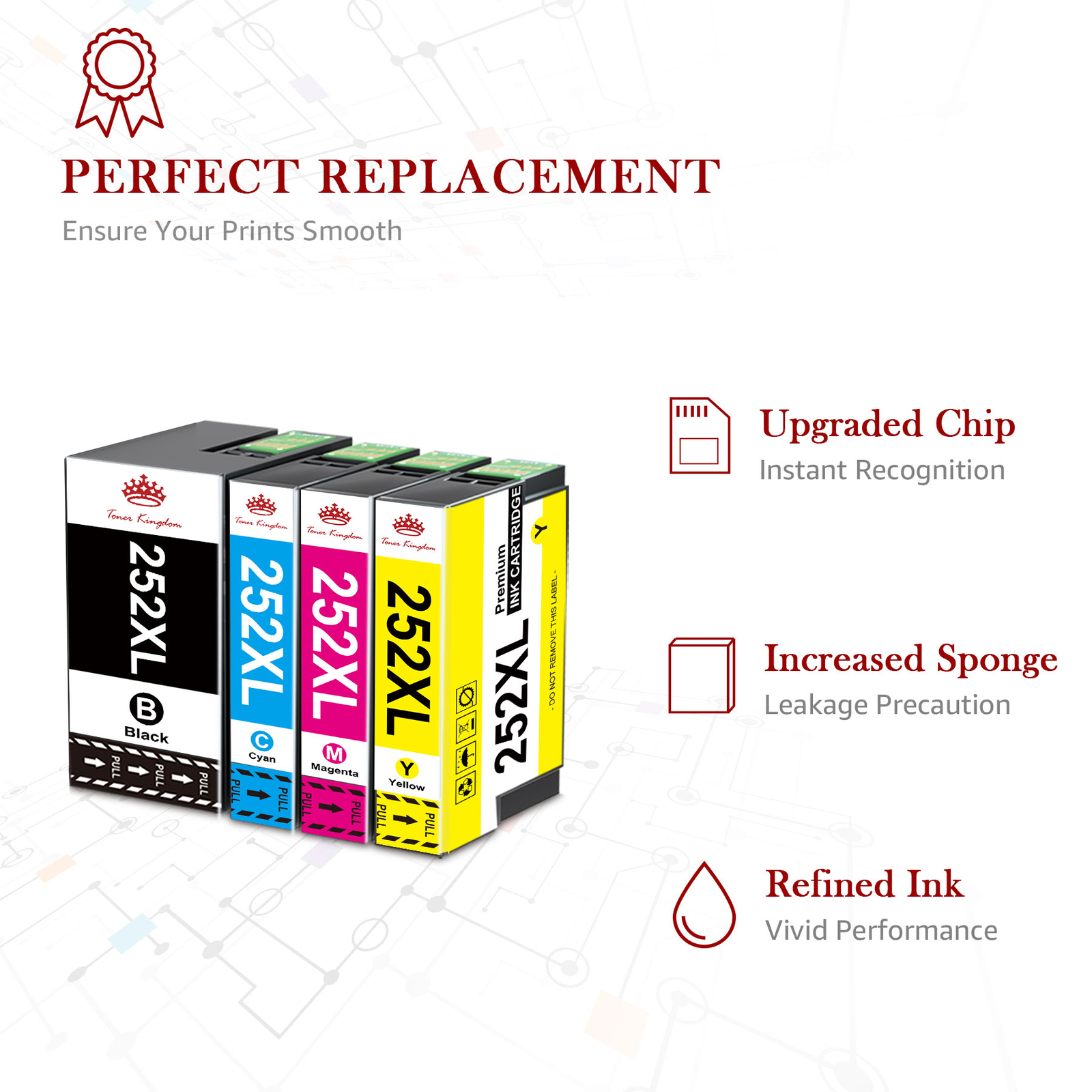 252 XL 252XL Replacement For Epson Ink Cartridges for WorkForce WF-3620 WF-3640