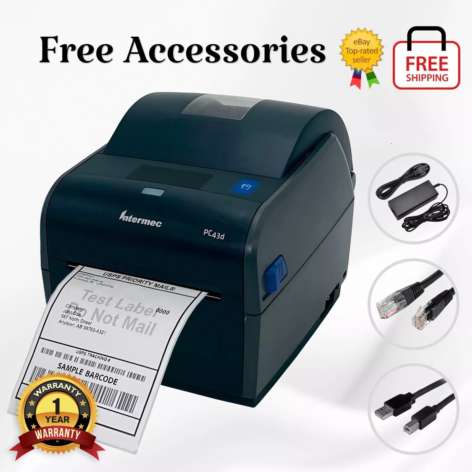 🔥BUNDLE Intermec PC43d Direct Thermal Desktop Barcode Label Printer USB LAN