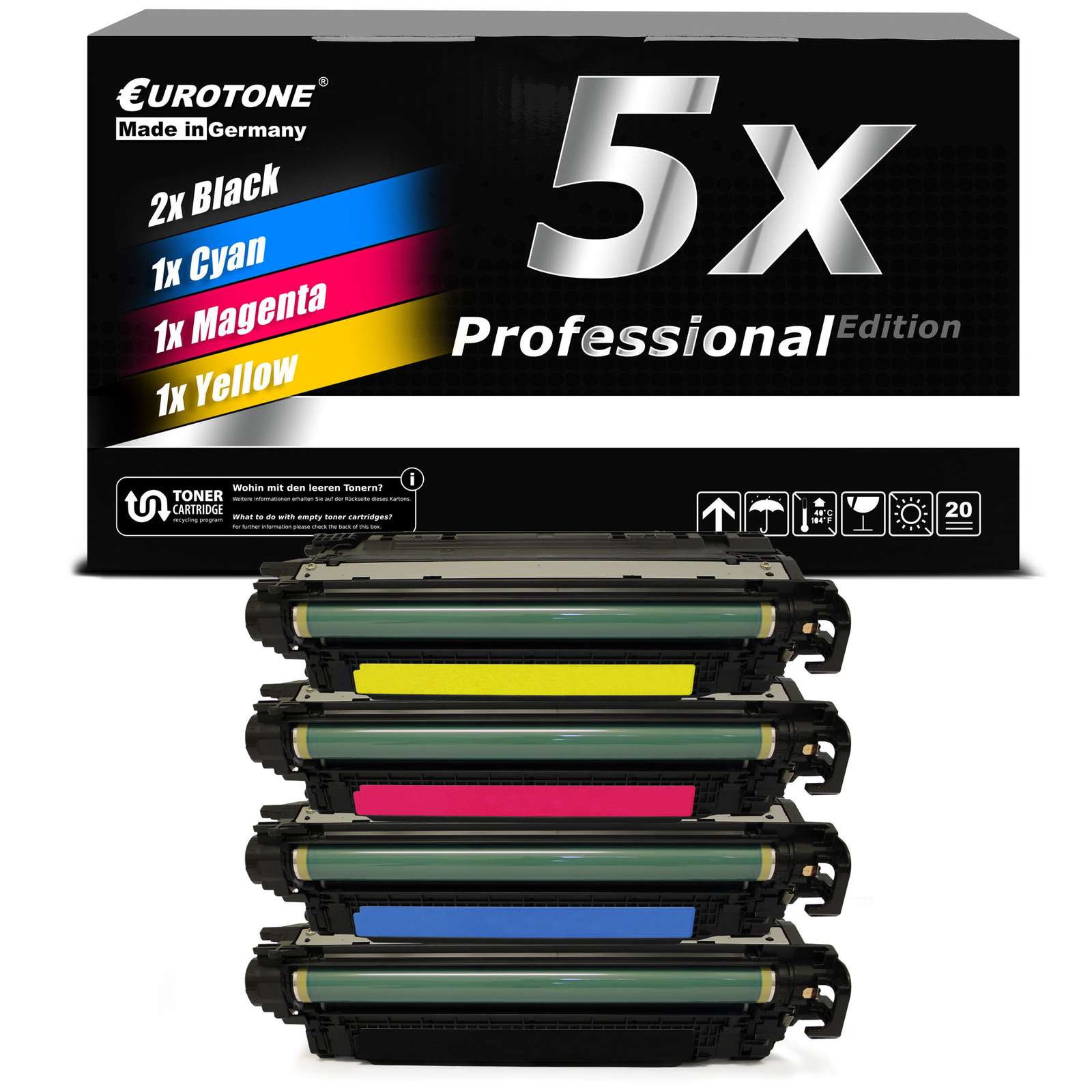 5x Pro Eurotone Toner F HP Colour M 2142 5/12ft 652 With Per Ca. 22.000/27.000