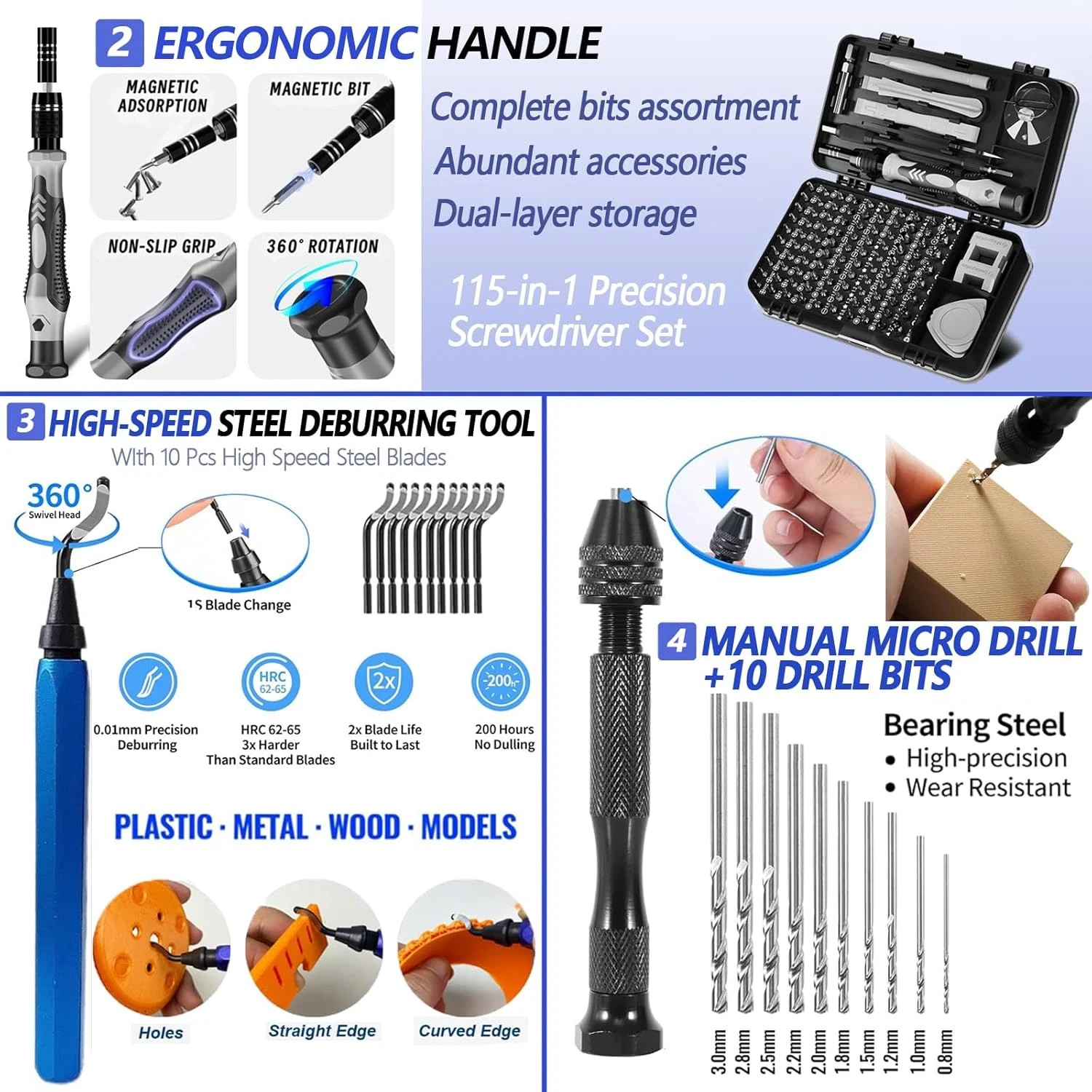 262-Piece 3D Printer Tool Set with Bag – Complete Model Tool Kit