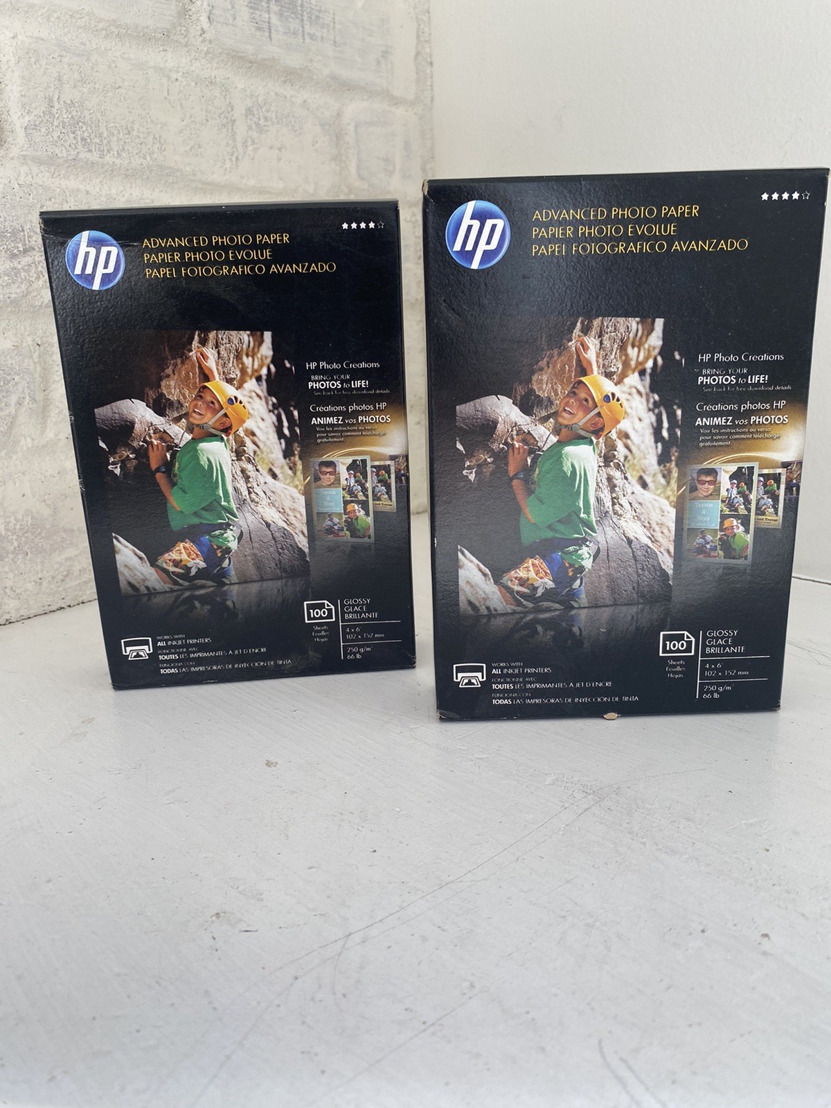 2 HP Advanced Photo Paper 4X6 Glossy Q6638A 100 Sheets New In Box 200 Total