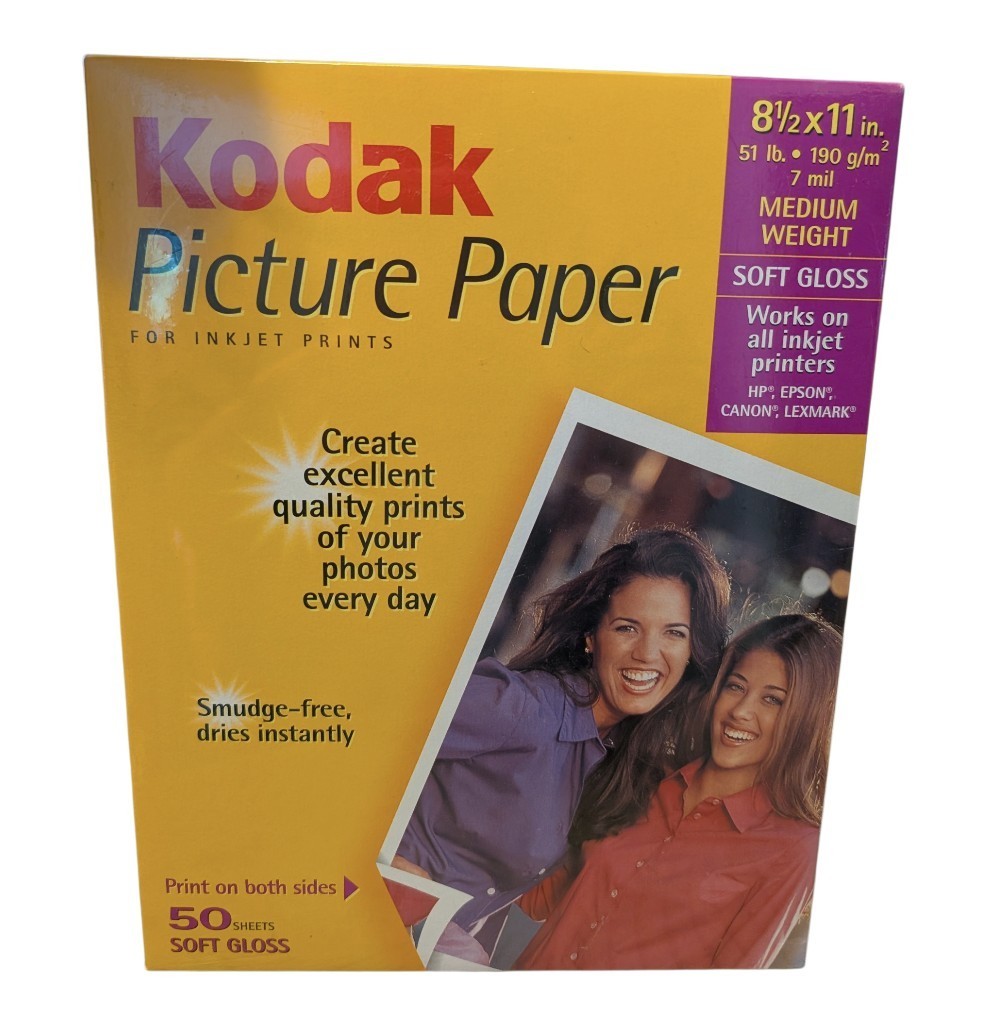 Kodak Soft Gloss Picture Photo Paper 8- 1/2 x 11 New 50 Count Sheet Package