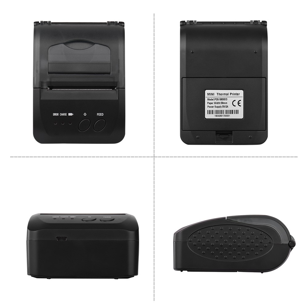 5809DD Portable Mini Thermal Printer Wireless USB Bluetooth 2000mAh Battery