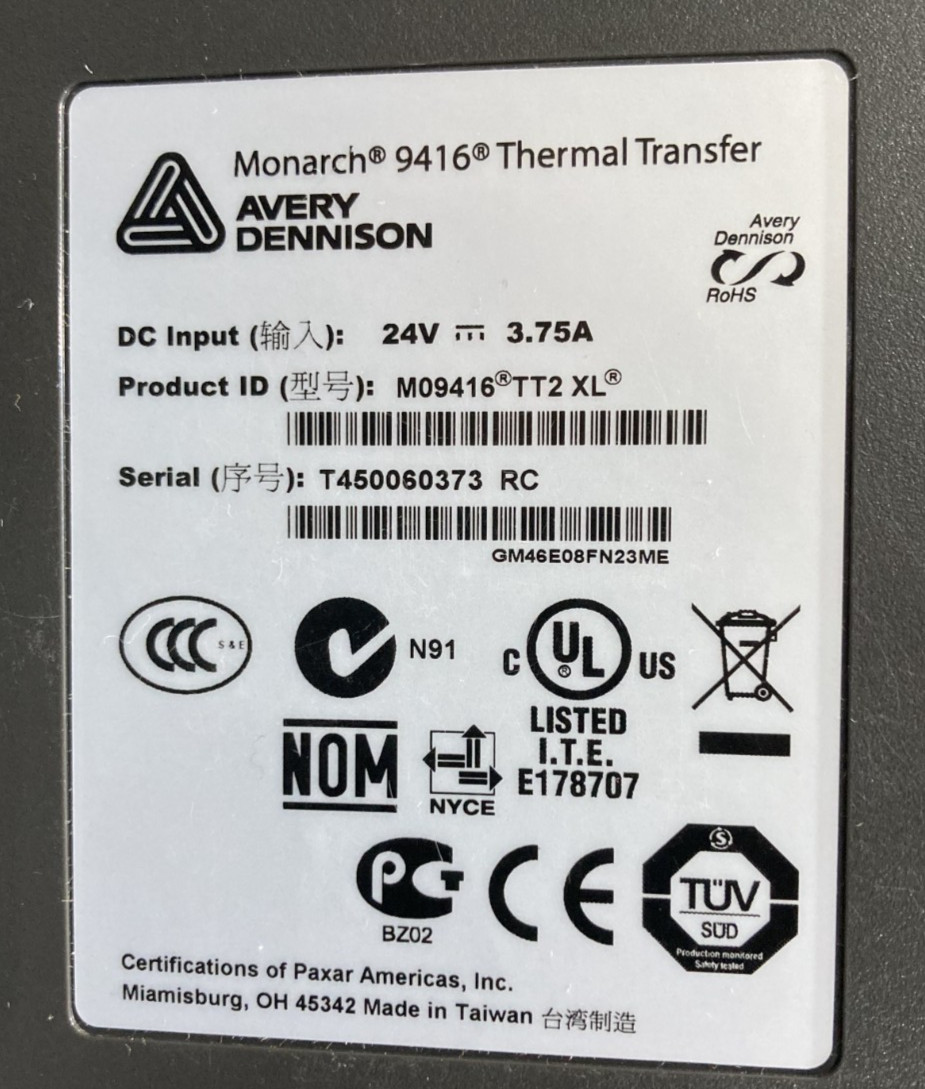Avery Dennison Monarch 9416XL Thermal Transfer Printer (Unit Only)