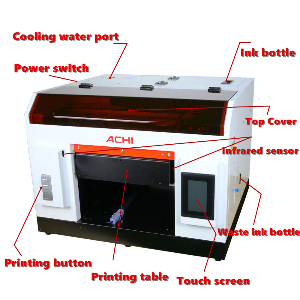 A3 UV Printer Epson 1390 PrintHead Cylindrical Embossed Printing 250ml CYMKW US