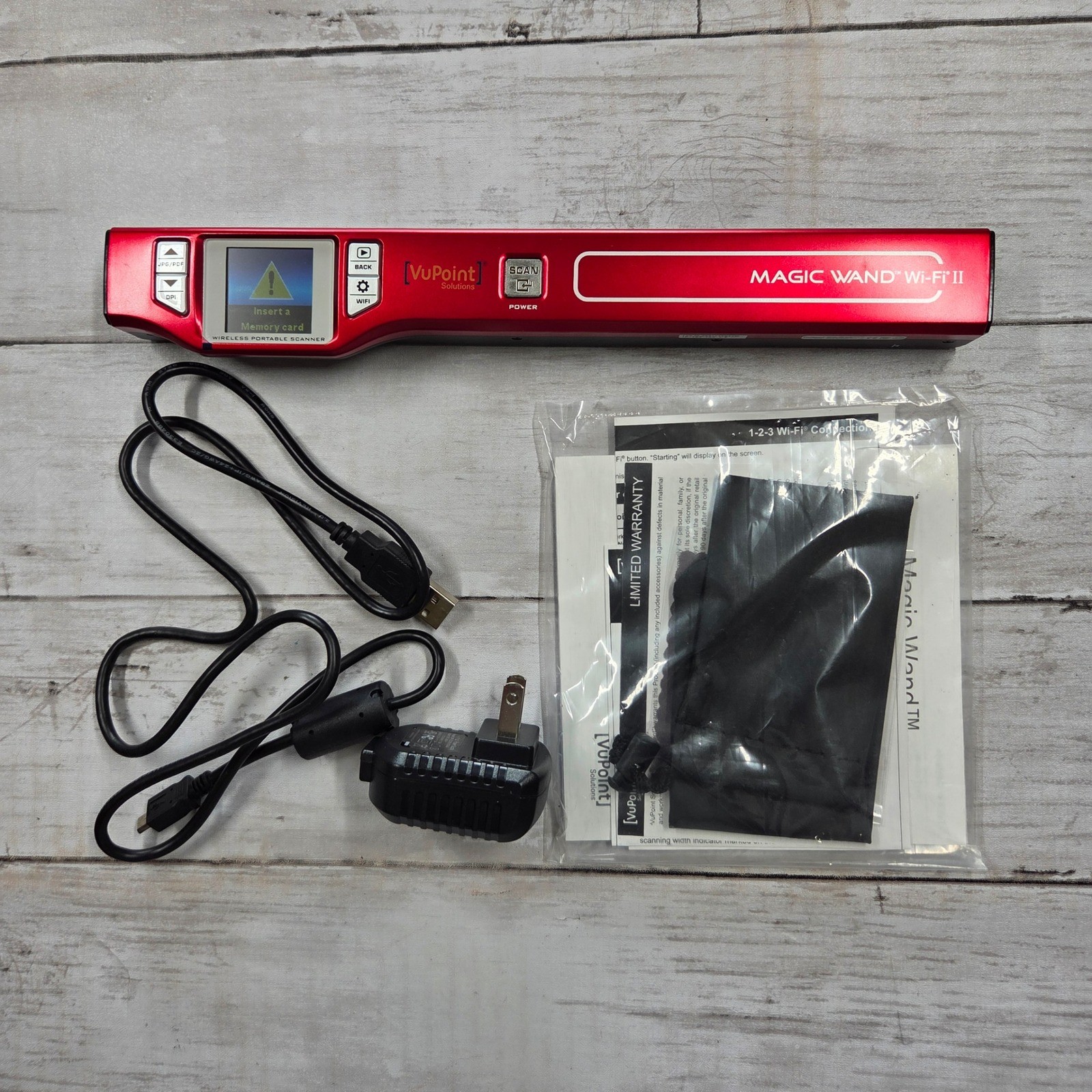 VuPoint Magic Wand Wi-Fi II Portable Scanner Red Handheld Wireless PDS-ST470-VP
