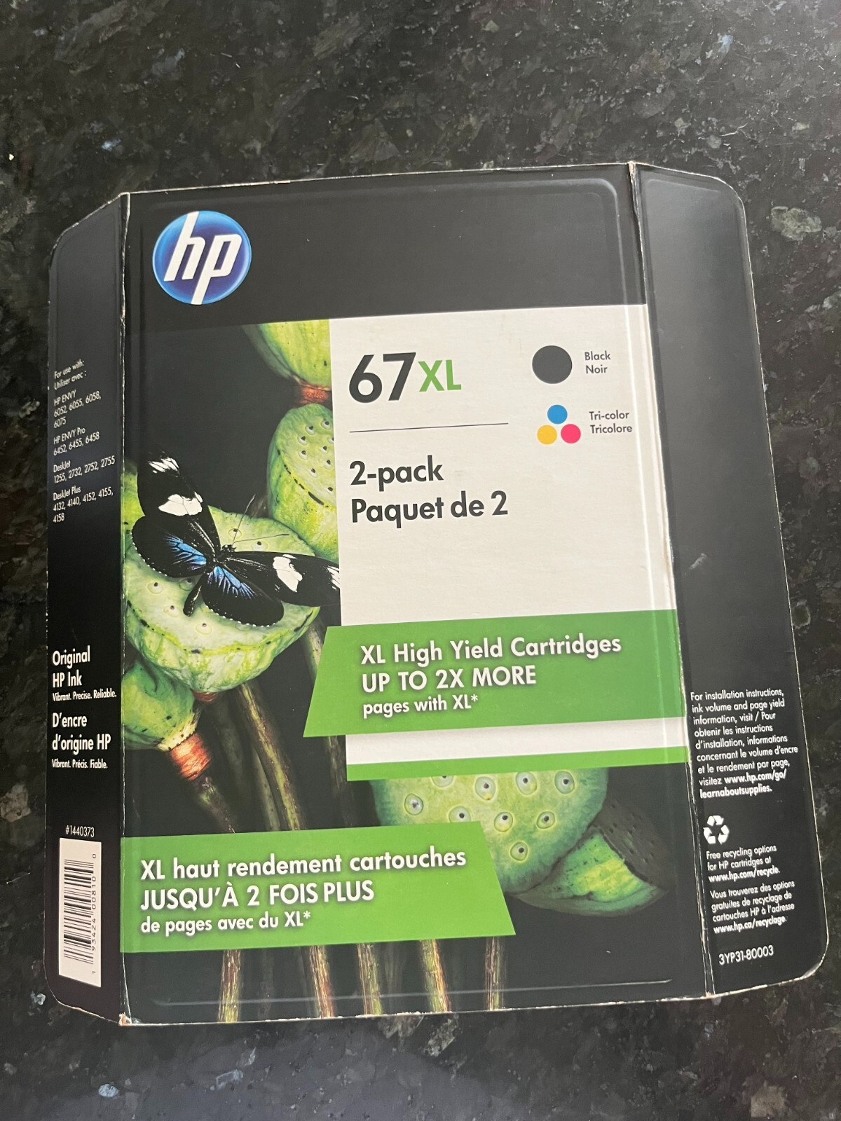 HP 67 XL Black & Tri-Color Ink Cartridges 10/2022