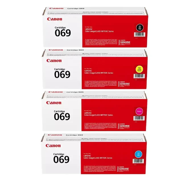 Canon 069 Black, Cyan, Magenta, Yellow Toner Cartridges Set, Pack Of 4