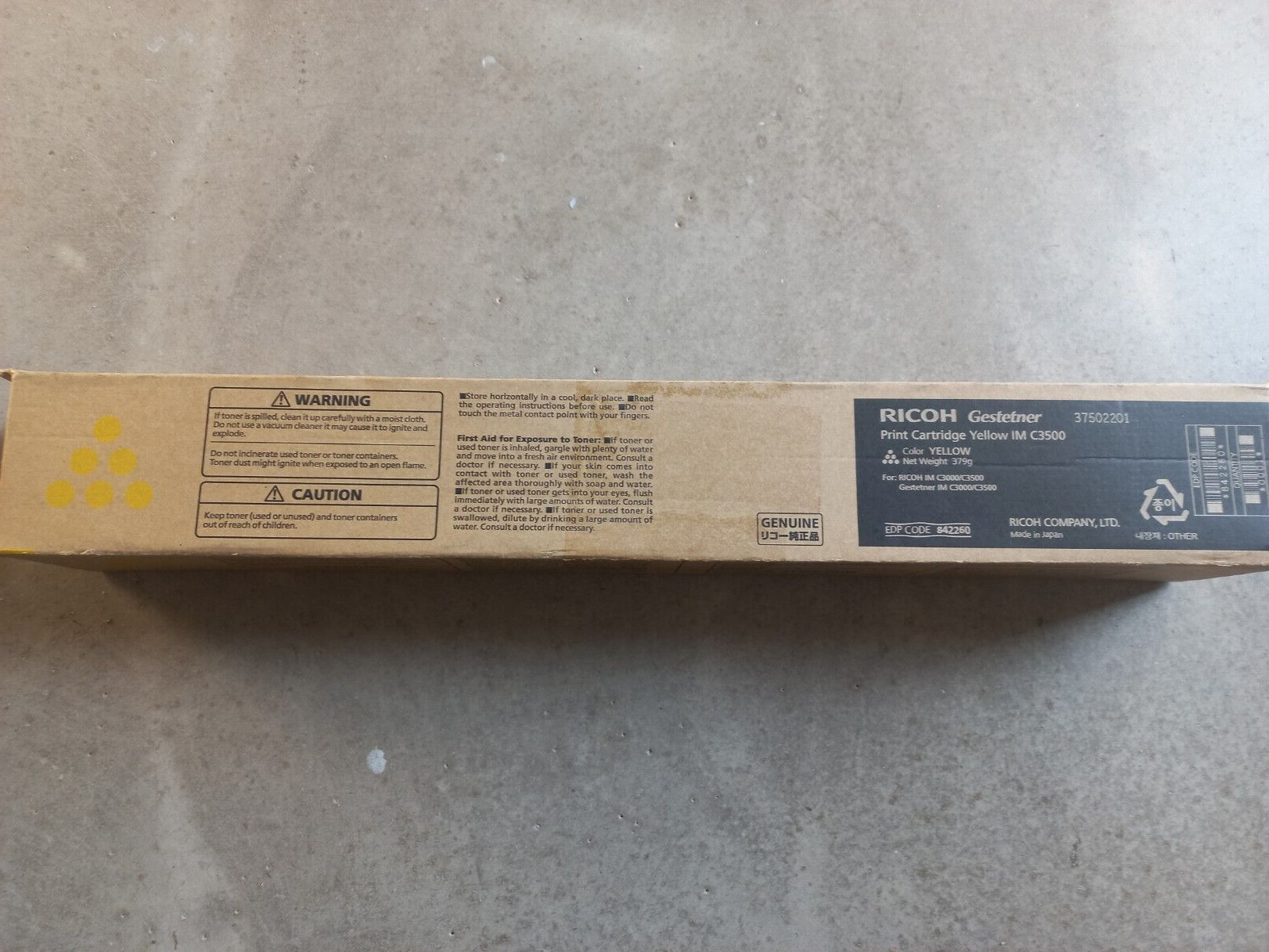 Genuine Ricoh IM C3500 C3000 YELLOW TONER CARTRIDGE 19,000 pages 842260
