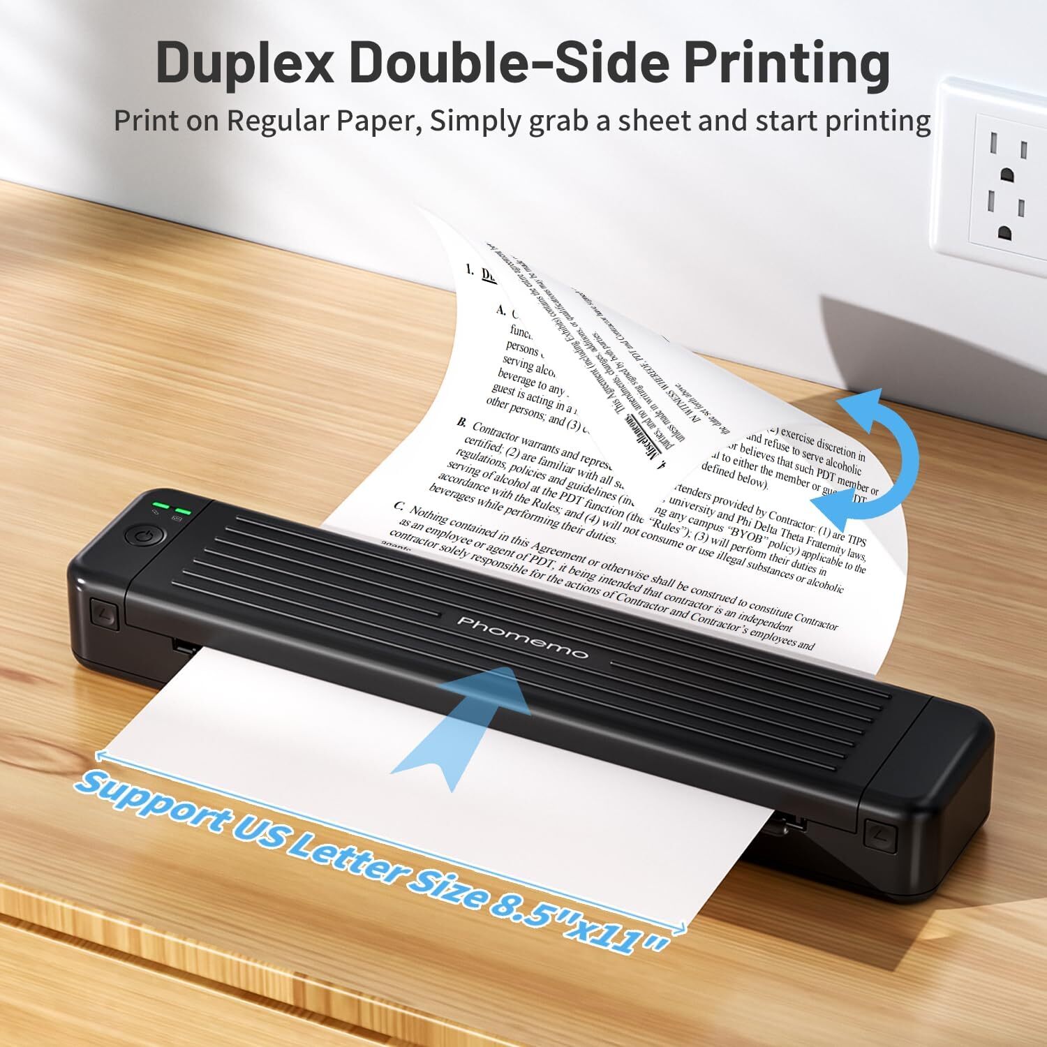 Thermal A4 Portable Printer Wireless Inkless for US Letter & Normal A4 Paper