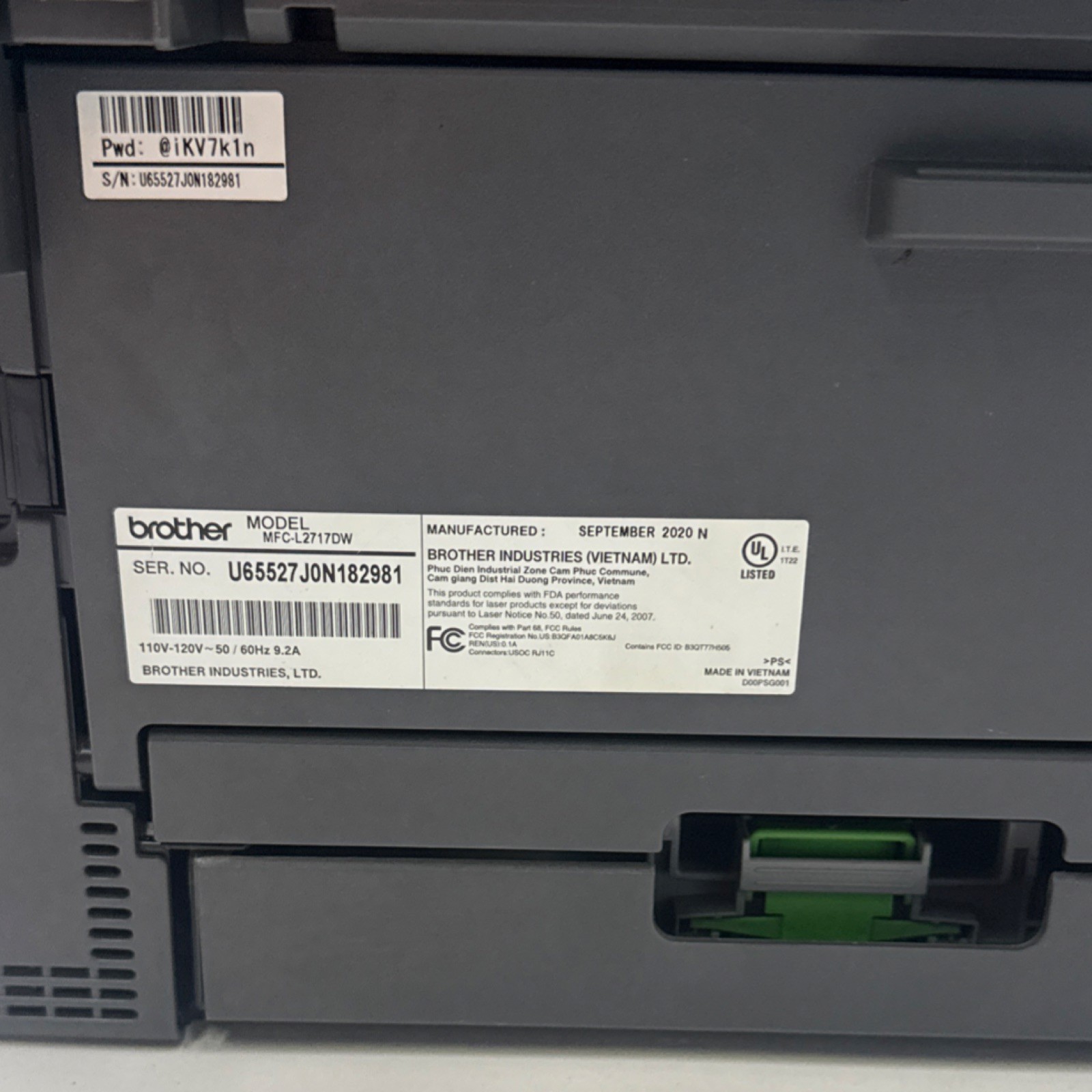 Brother MFC-L2717DW Laser All-In-One Printer WiFi Fax Scanner Copier TESTED!!!!!
