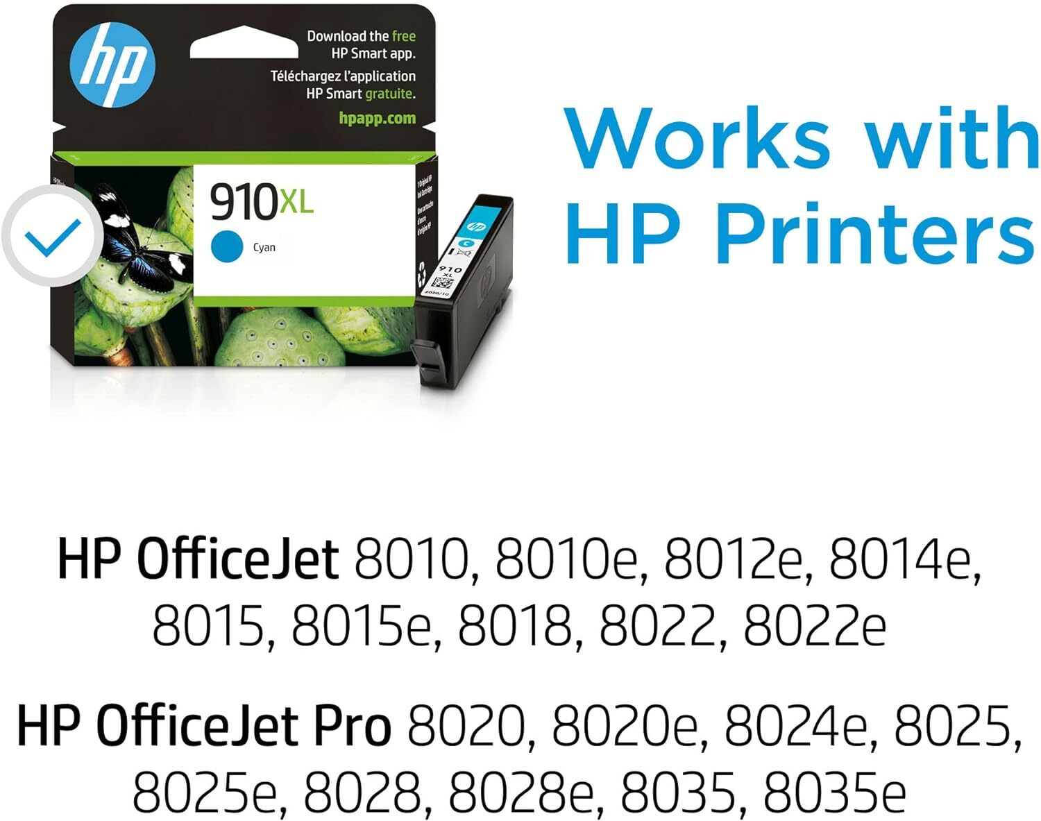 HP 910XL High-yield Ink Cartridge Works with HP OfficeJet 8010 8020 8012e 8014e