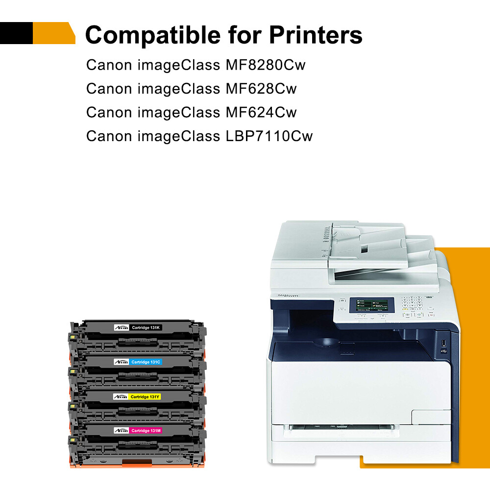 2 Pack Compatible for Canon 131 ImageClass LBP7110Cw MF8280Cw MF624Cw BCMY Toner