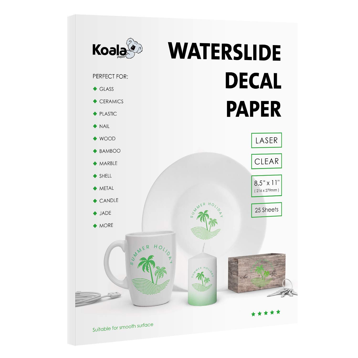 Waterslide Decal Paper for Laser Printer – Clear Transparent – 25 Sheets Prin…