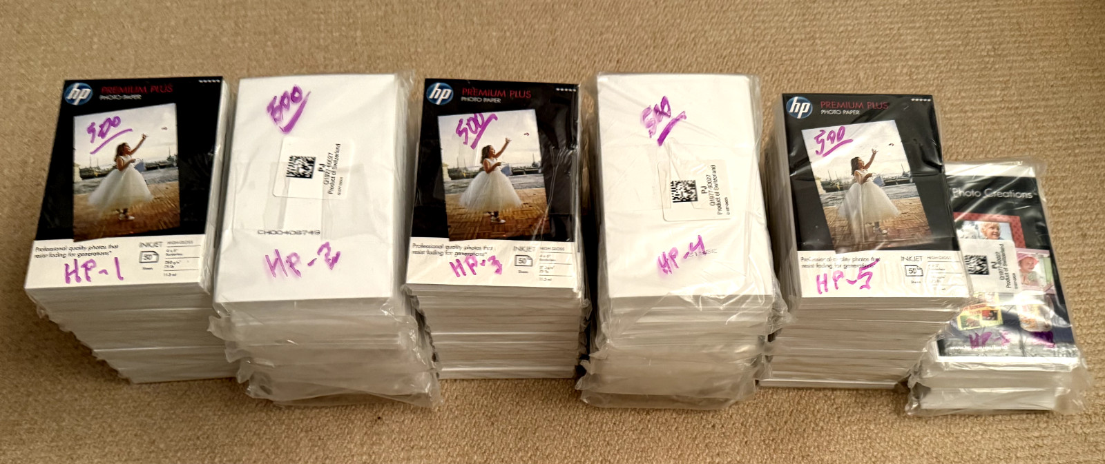 HP Photo Paper PL Q1977-6027 Made in Switzerland 2700 Sheets 4 X 6” Glossy