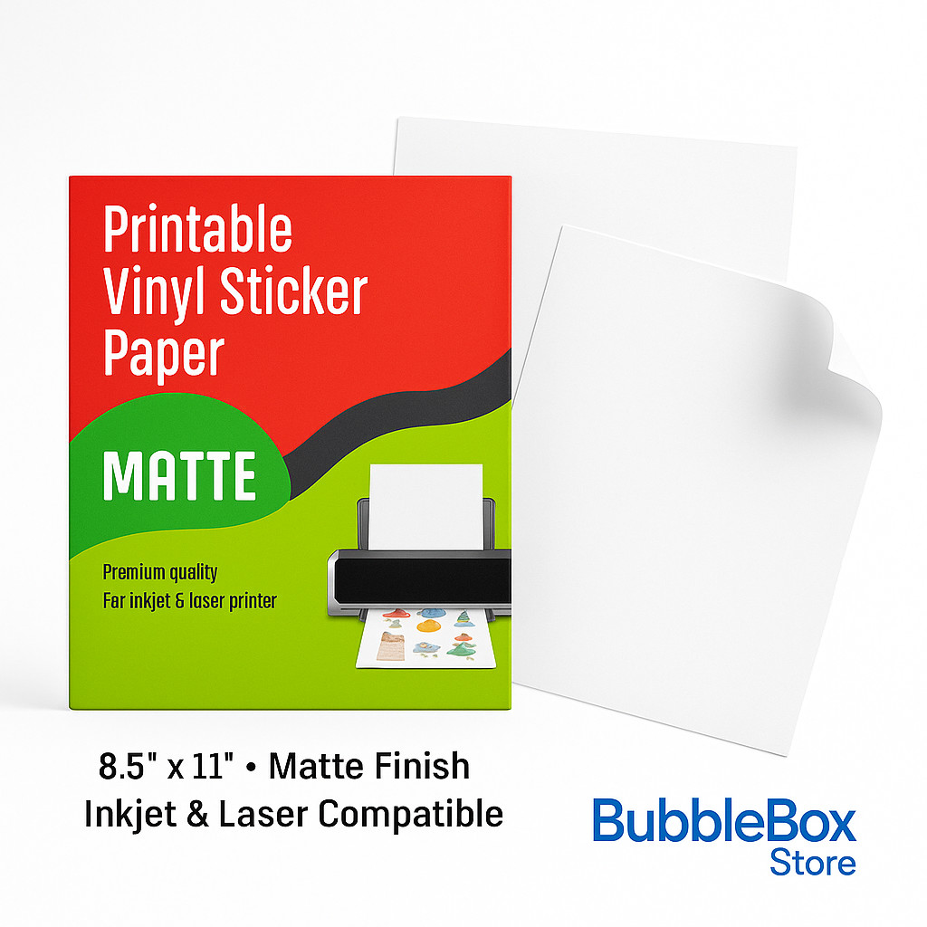 1000 Matte 8.5″x11″ Printable Vinyl Sticker Paper for Inkjet Laser Waterproof