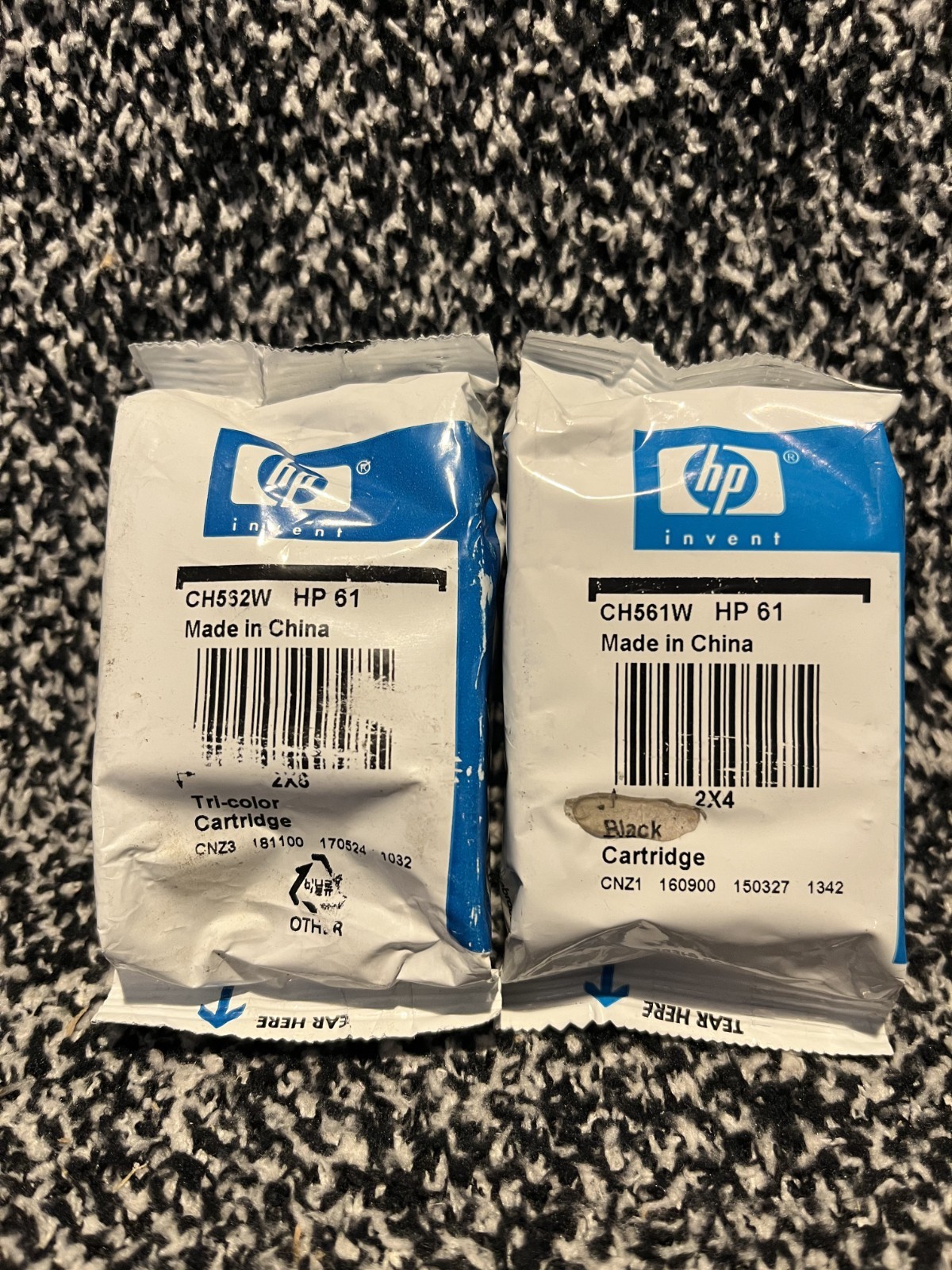 HP 61 Black CH561WN & Tri-Color CH562WN Ink Set Genuine Date: 2019 & 2017