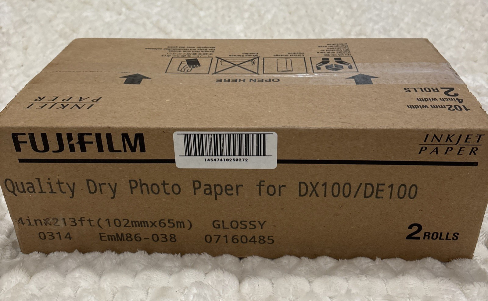 Fujifilm 4 x 213 Glossy Photo Paper 2 Roll Case DX100 DE100 New Sealed