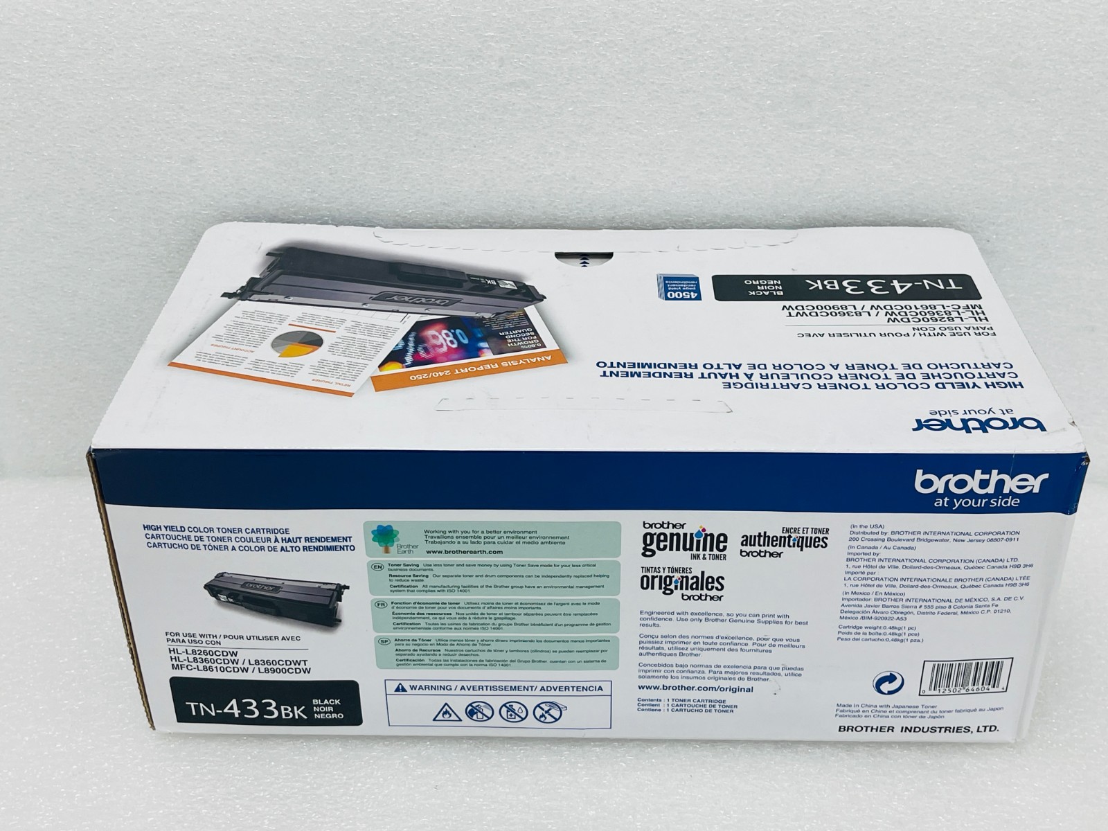 GENUINE BROTHER TN433BK BLACK TONER CARTRIDGE TN-433BK SEALED OEM BOX