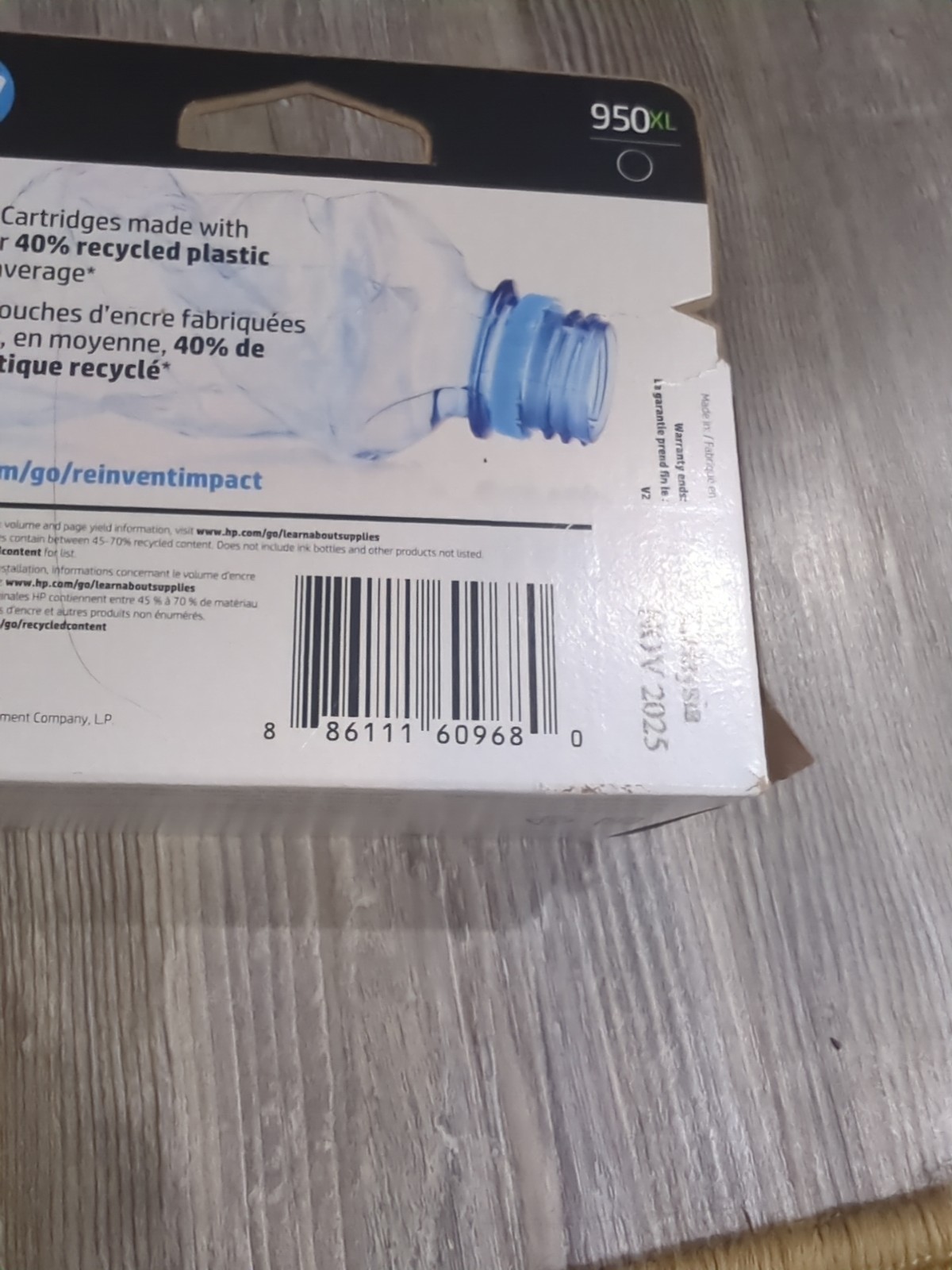 Original HP 950XL Ink Cartridge Exp 11/2025