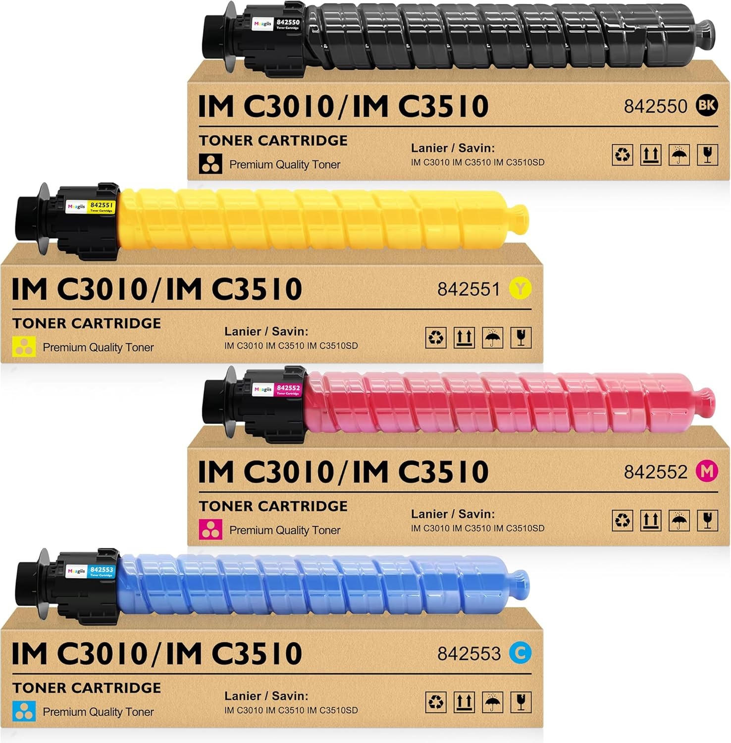 Toner Cartridge Set for Ricoh IM C3510 & IM C3010 Replacement for 842550-842553)