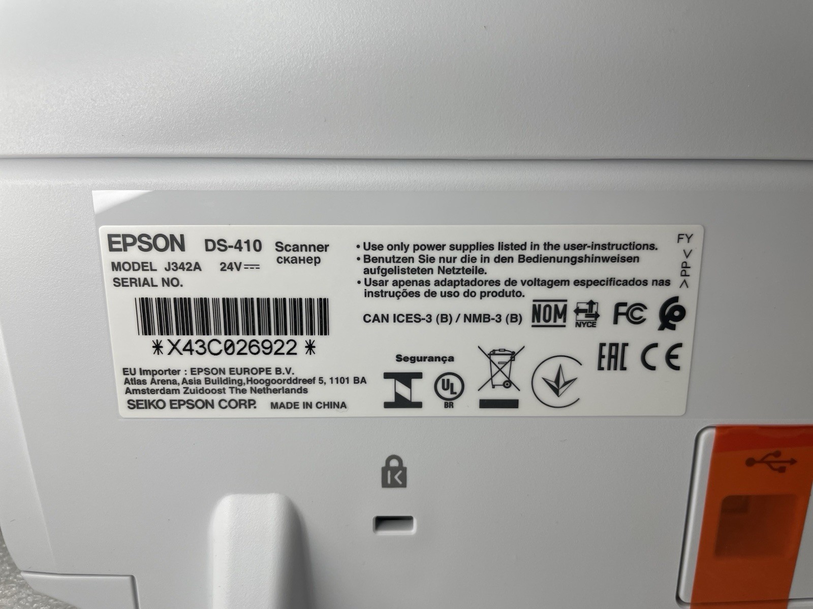 Epson Workforce DS-410 Document Scanner – 600 dpi, 26 ppm (Please READ)