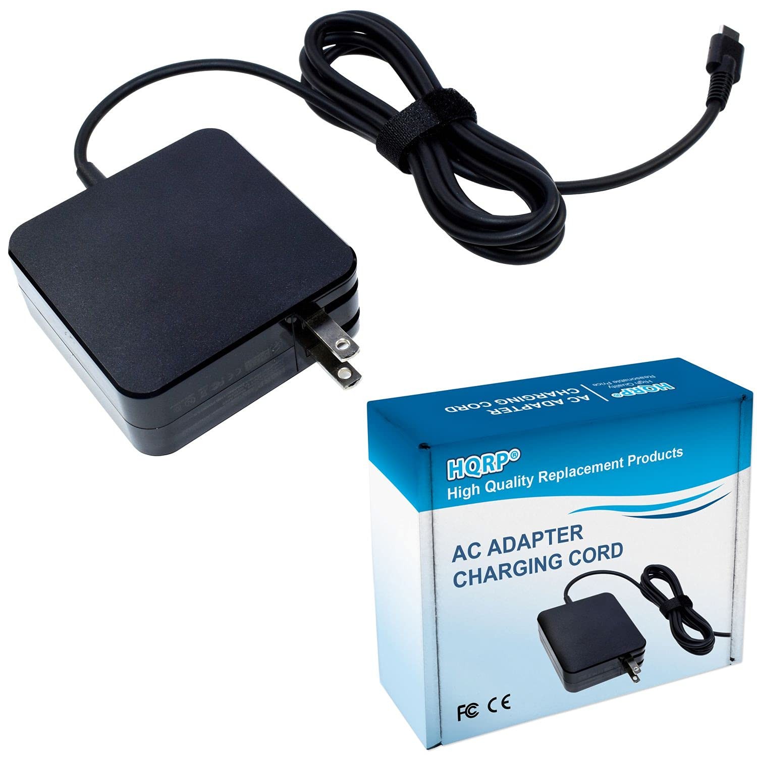 HQRP USB-C AC Adapter Compact Portable Fast Charger PD/QC 3.0 Type-C Black