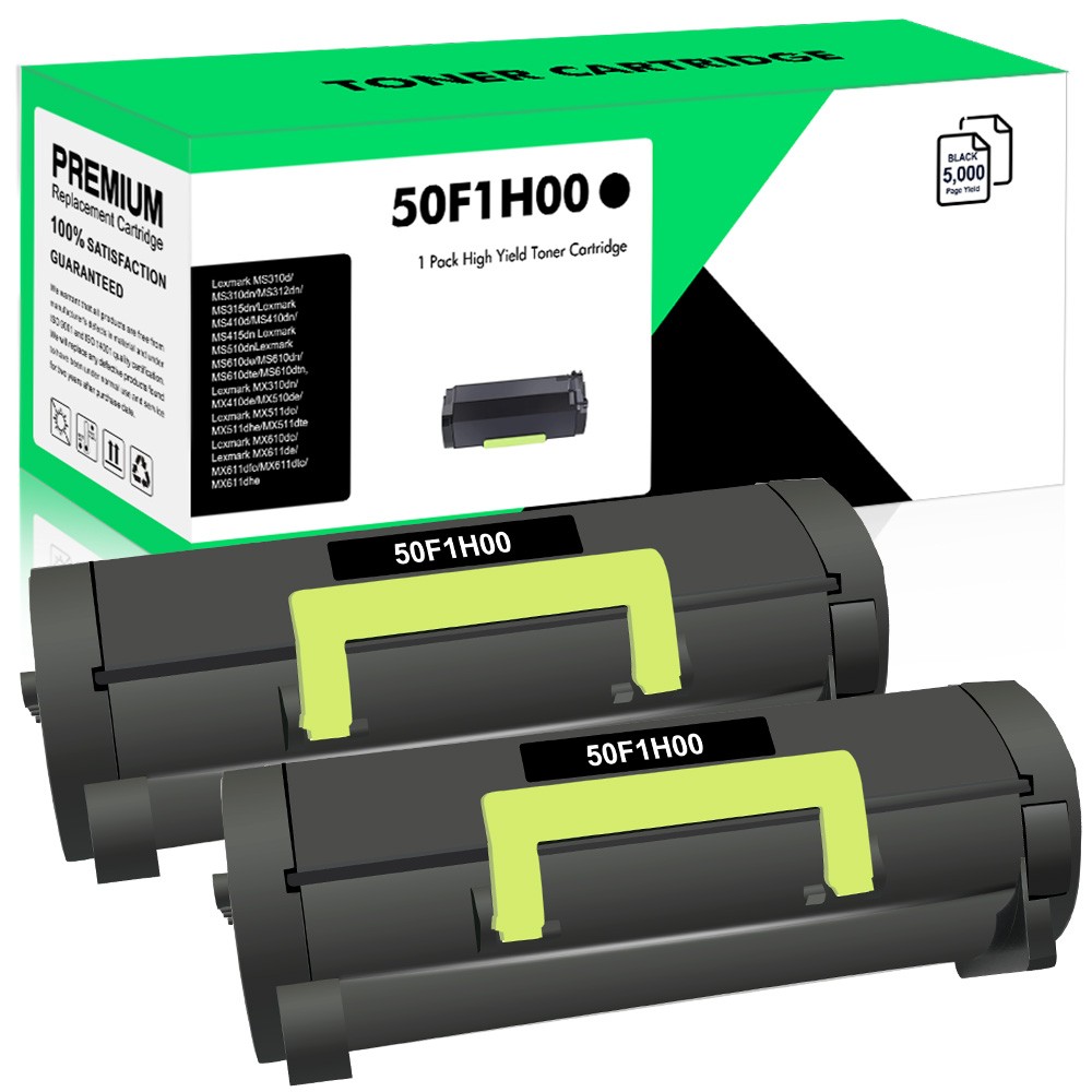 2 Pack Toner for Lexmark 50F1H00 MS310d MS410d MS510dn MS610DN MS415DN MS312dn