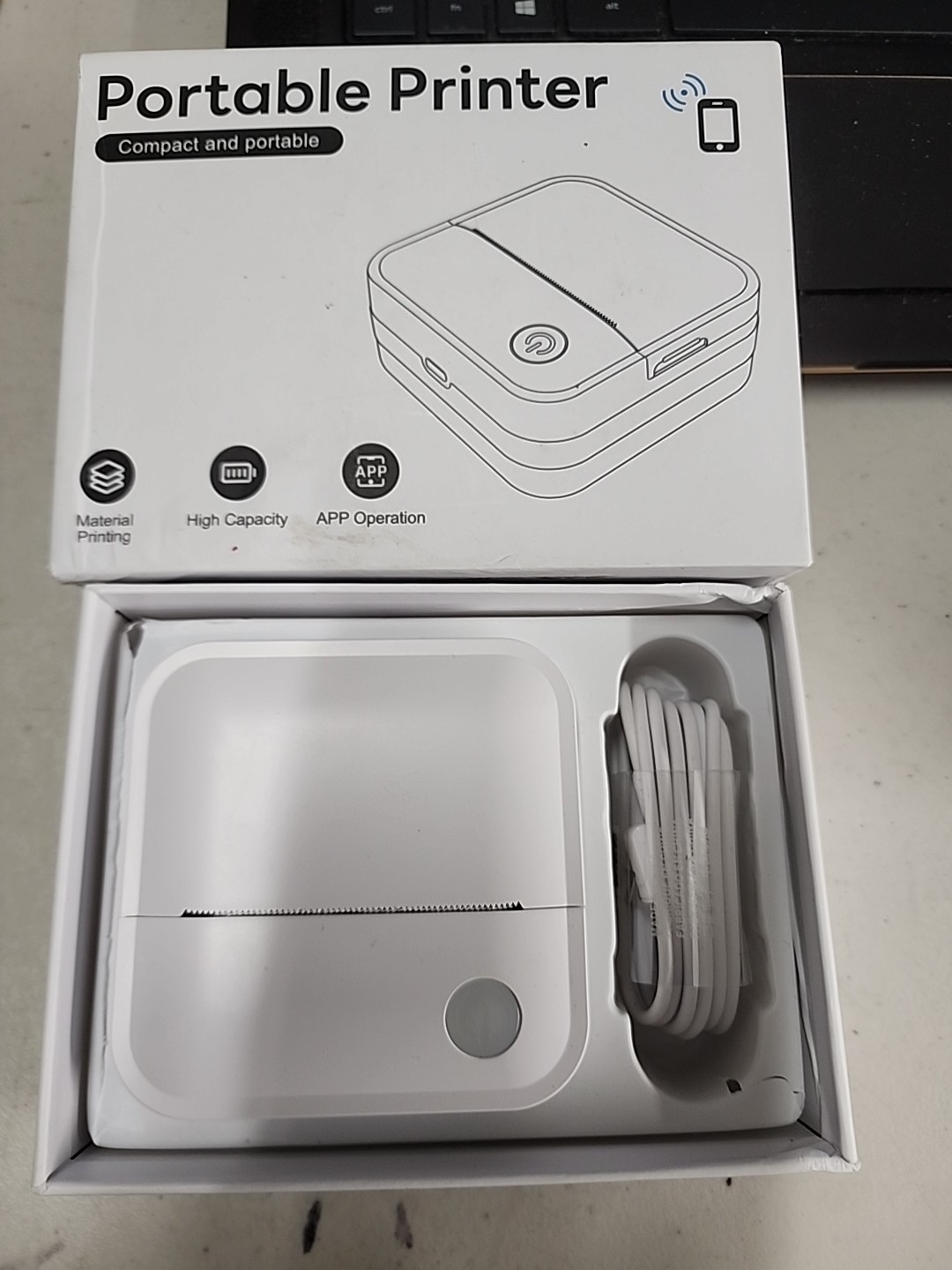 Portable Mini Thermal Label Printer Bluetooth App Required Open Box