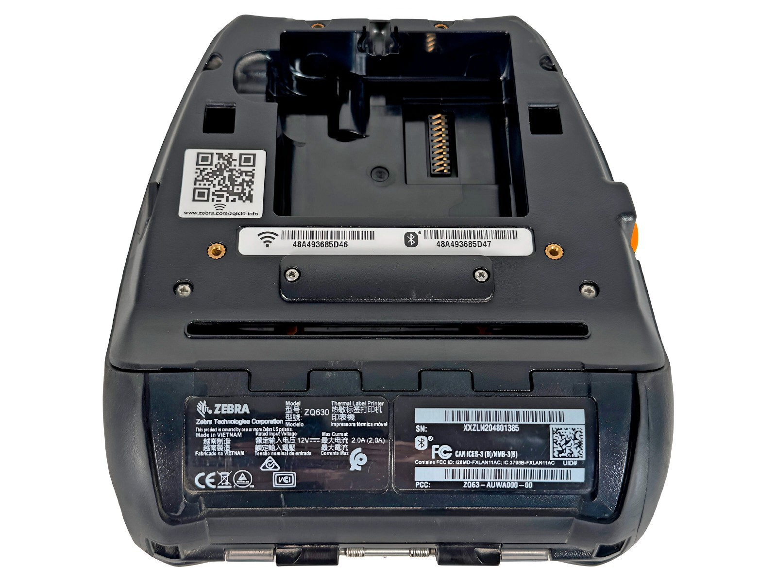 Zebra ZQ630 Mobile Thermal Barcode Label Printer Bluetooth WiFi USB No Battery