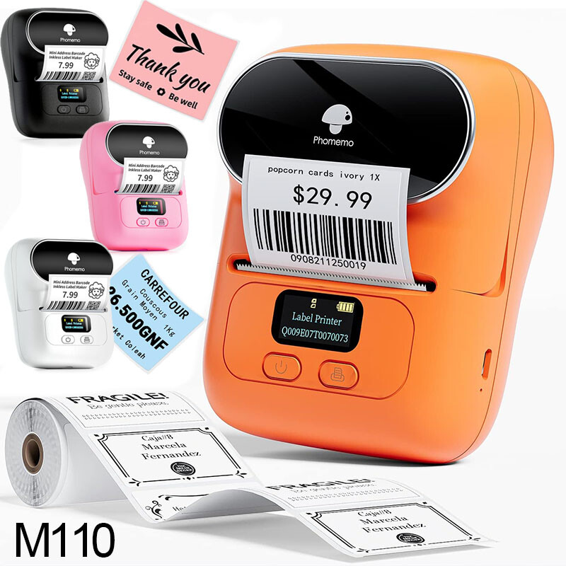 Phomemo M110 Label Maker Machine Thermal Bluetooth Mini Label Barcode Printer US