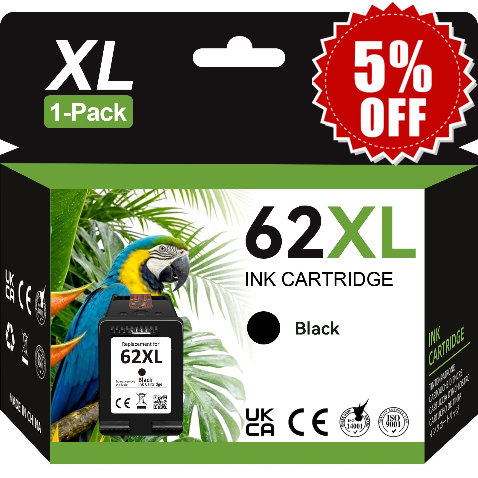 For HP 62XL (C2P05AN) Black 62XL (C2P07AN) Color Ink for HP ENVY 7640 7645 5540