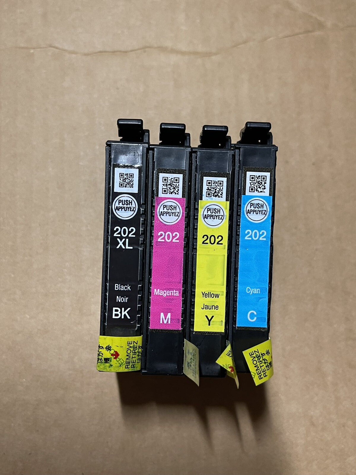 Genuine Epson 202XL Black & 202 Cyan Magenta Yellow Ink Cartridges Open Box