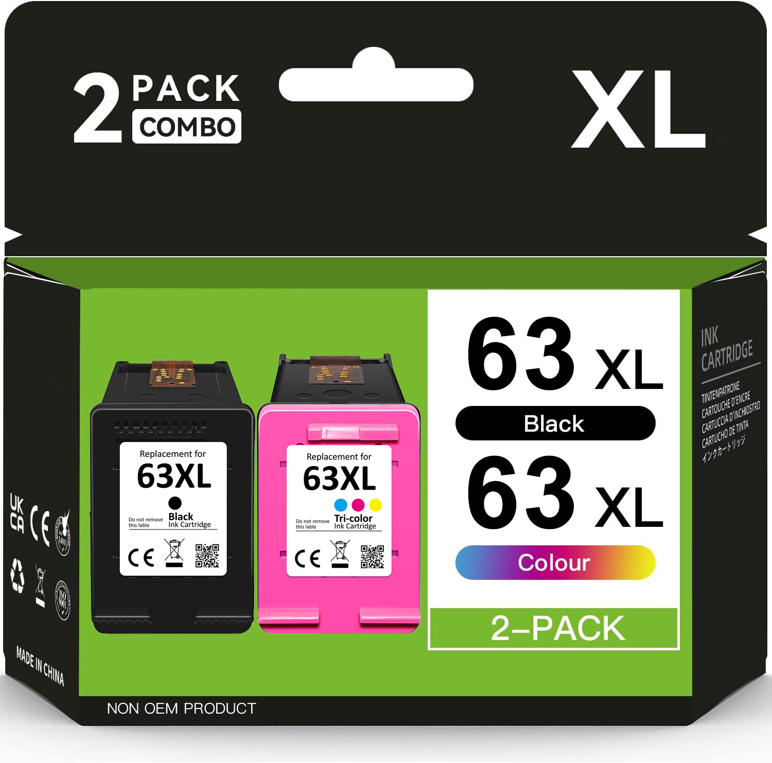 2x 63 XL Ink Cartridge Combo for HP OfficeJet 3830 4650 4655 5255 ENVY 4512 4520