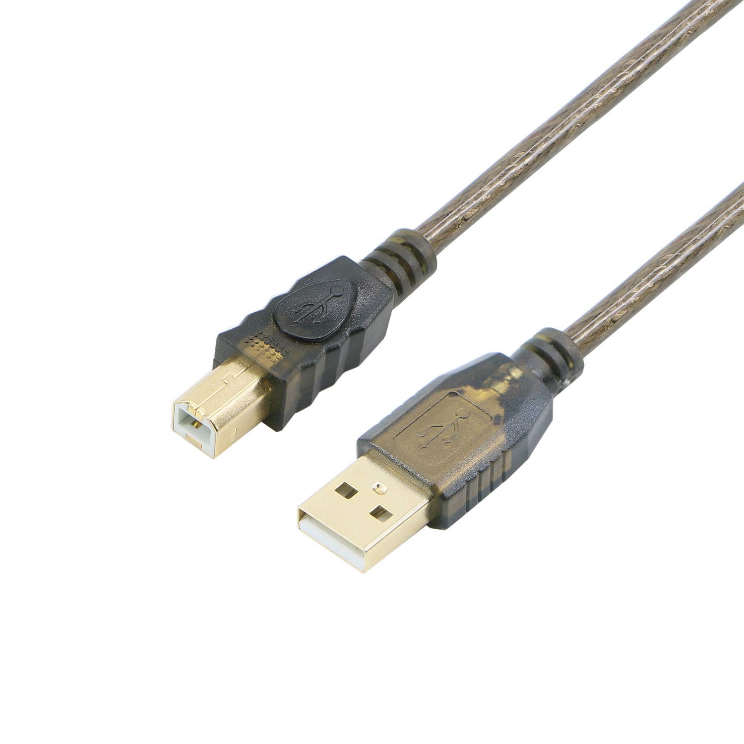 PASOW USB 2.0 Cable A Male to B for Printer Scanner 50 Feet, Grey