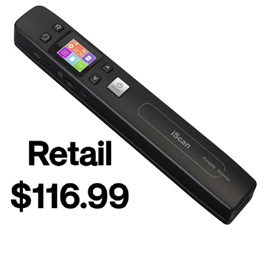 WIFI 1050DPI High Speed A4 Size JPG/PDF Portable Wand Document Images Scanner-BL