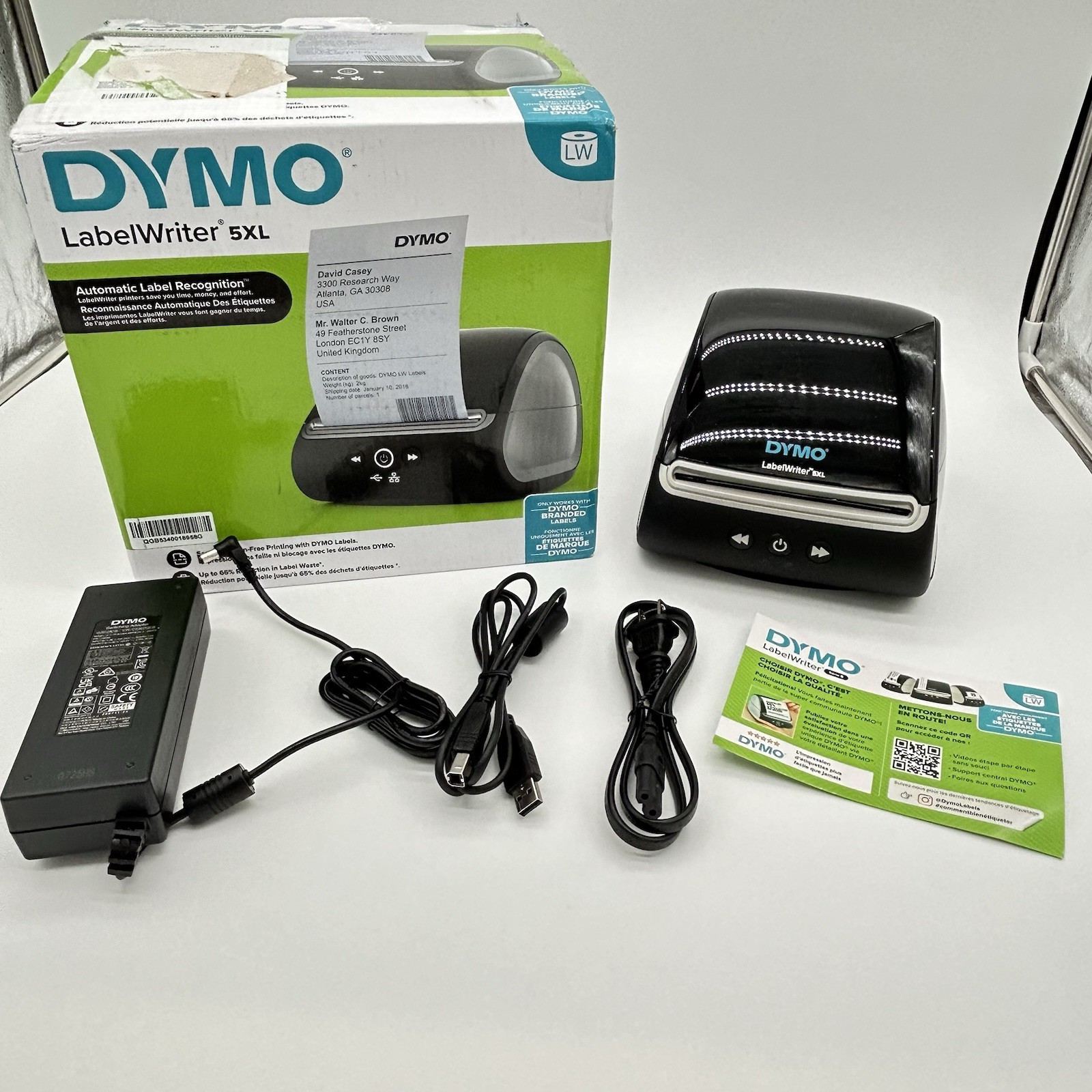 Dymo LabelWriter 5XL Direct Thermal Label 4×6 Printer USB Power Tested