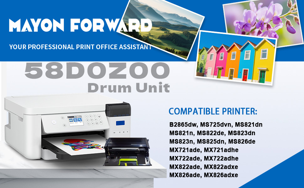 58D0Z00 Drum Unit for MS821 B2865dw MS821dn MS821n MS823dn MS825dn MS826de