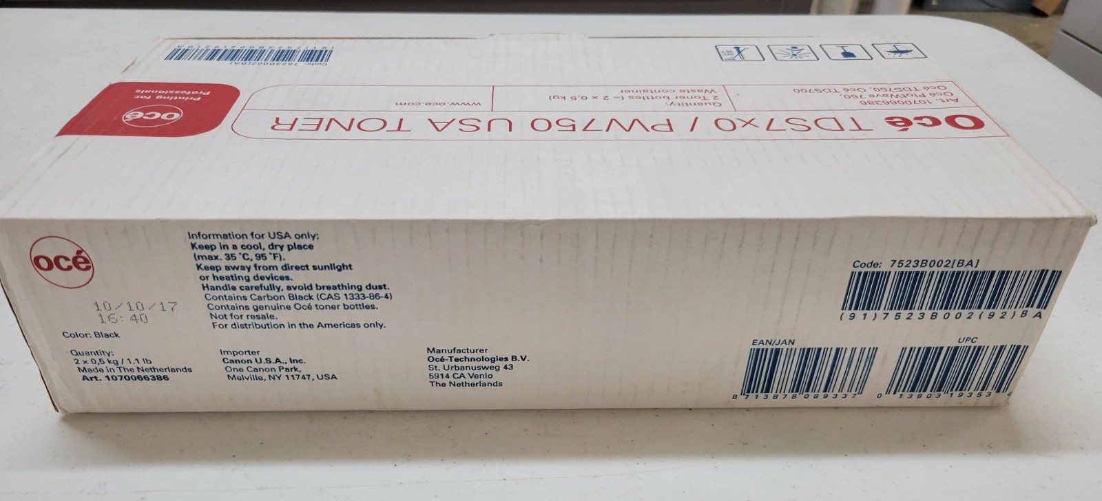 Oce /TDS7x0 / PW750 1070066386 Plotwave Toner Cartridge Kit – Black NEW