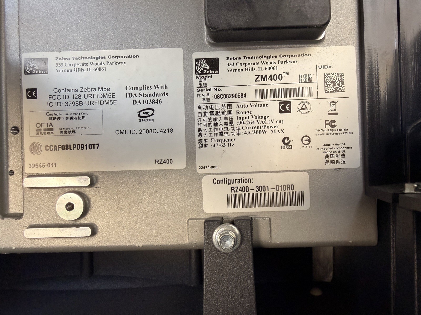 Zebra ZM400 Thermal Transfer Label Printer Ethernet USB Serial FULLY TESTED