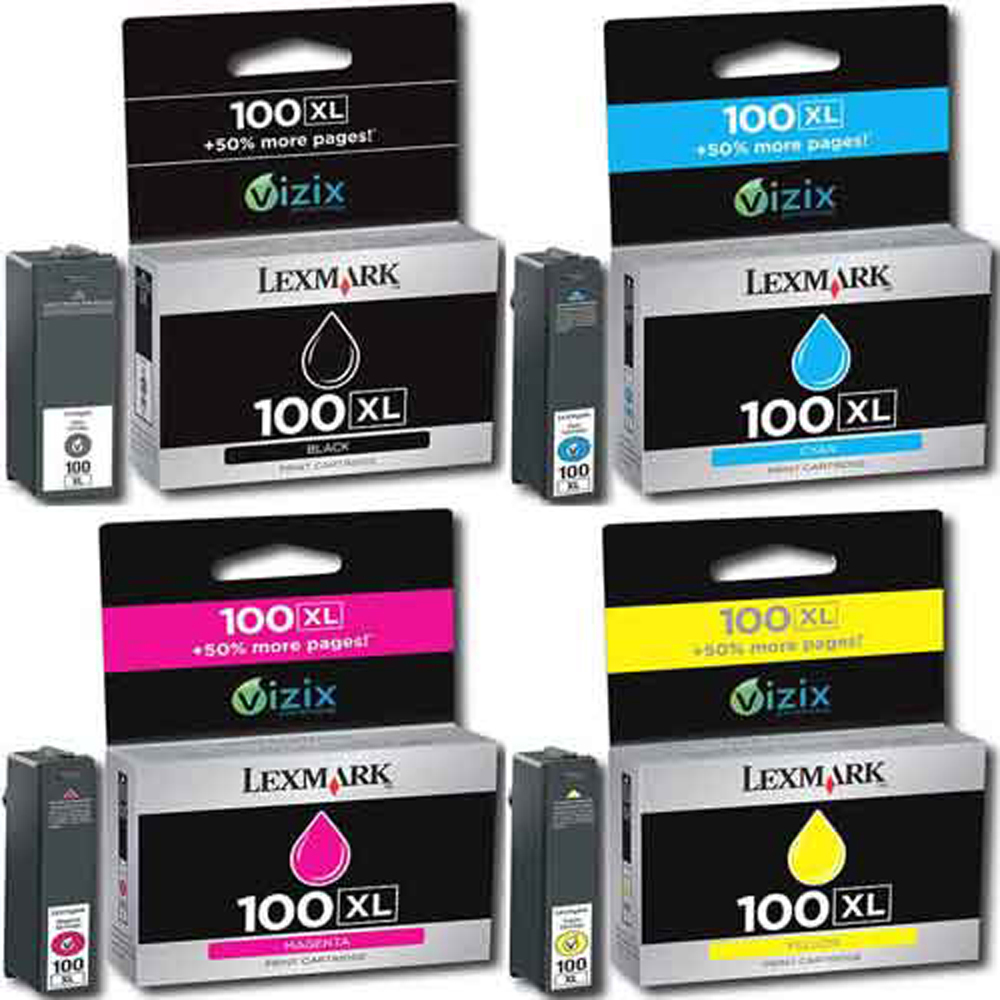 4Pk Lexmark 100XL Genuine Set FOR Intuition S505 Pinnacle Pro901 Platinum Pro905