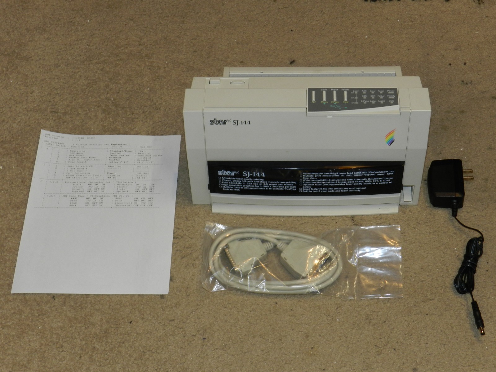 RARE STAR MICRONICS SJ-144 LASER QUALITY PRINTER TESTED WORKS